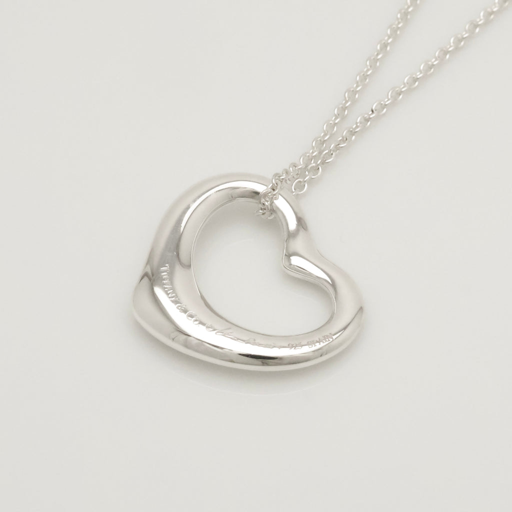 Tiffany & Co. Open Heart Pendant Necklace Sterling Silver 925