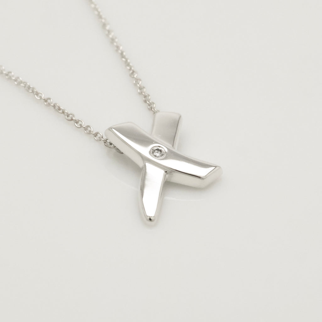TIFFANY&Co.キス クロス 1P ダイヤモンド ネックレス AG925