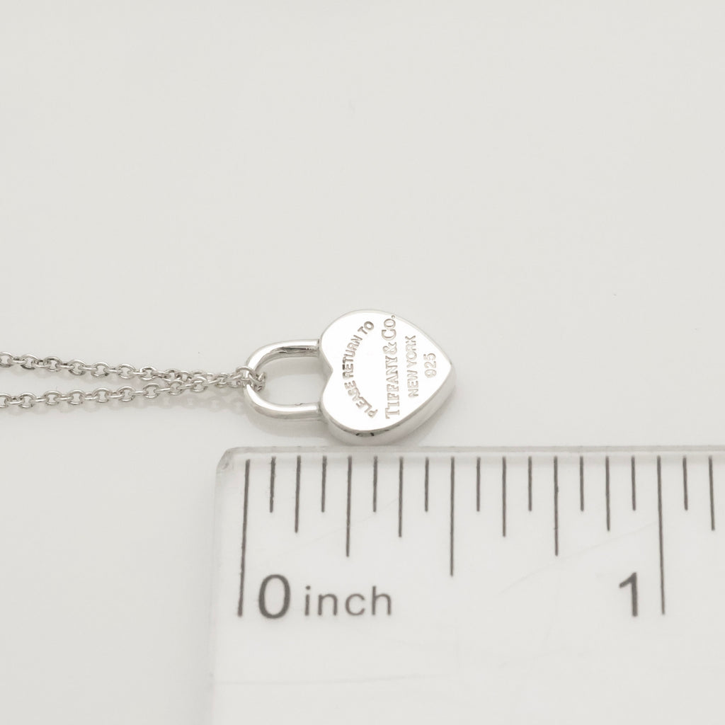  Tiffany & Co. Return to Mini Heart Lock Padlock Necklace  Sterling Silver 925