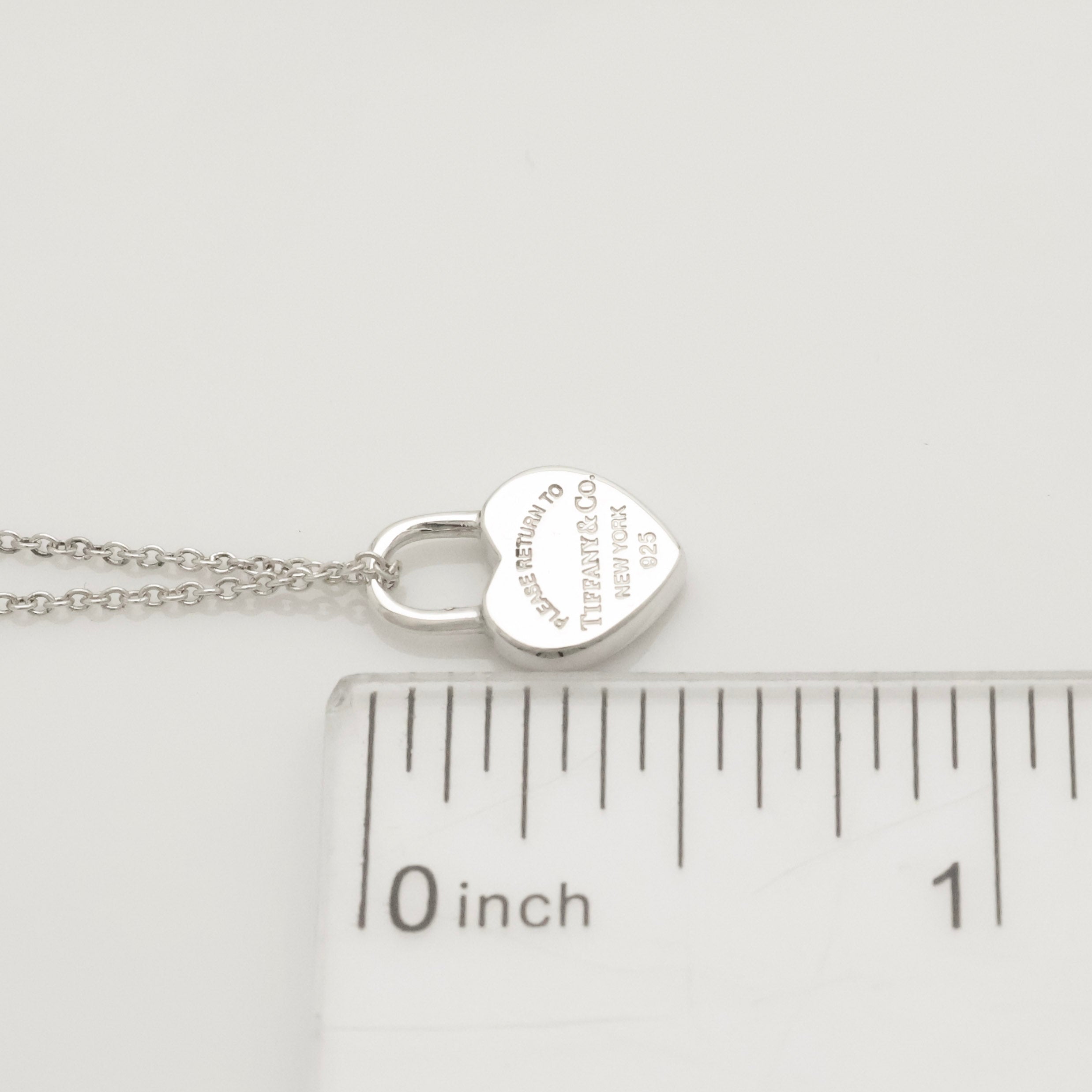  Tiffany & Co. Return to Mini Heart Lock Padlock Necklace  Sterling Silver 925