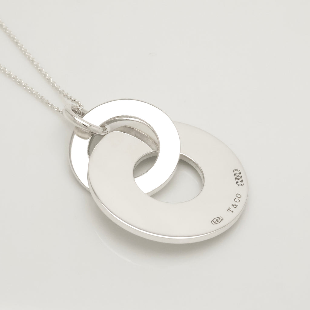  Tiffany & Co. 1837 Interlocking Circles Drop Necklace Sterling Silver 925 