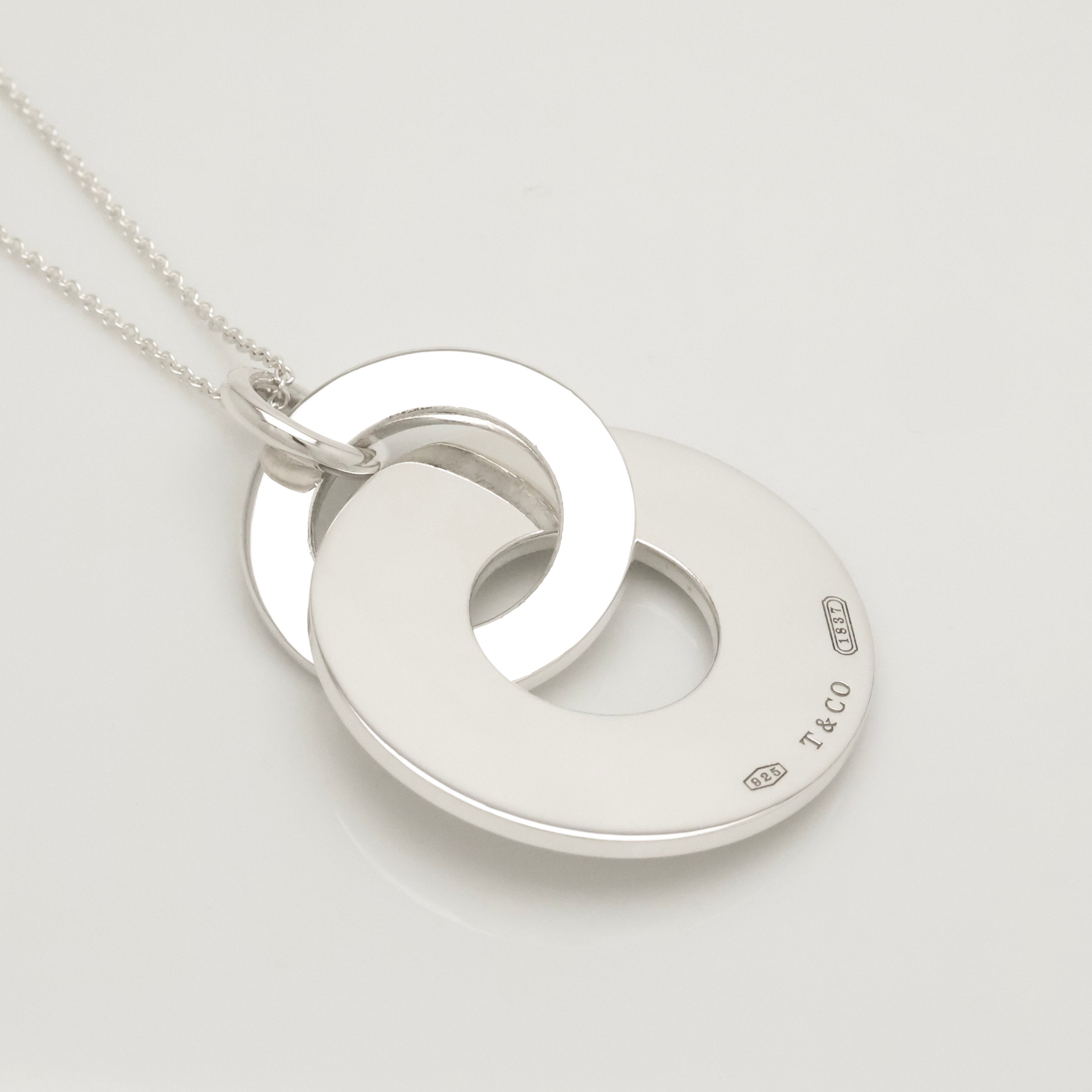  Tiffany & Co. 1837 Interlocking Circles Drop Necklace Sterling Silver 925 