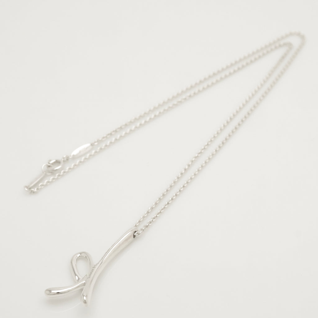 Tiffany & Co. Initial Letter "K" Pendant Necklace Sterling Silver 925