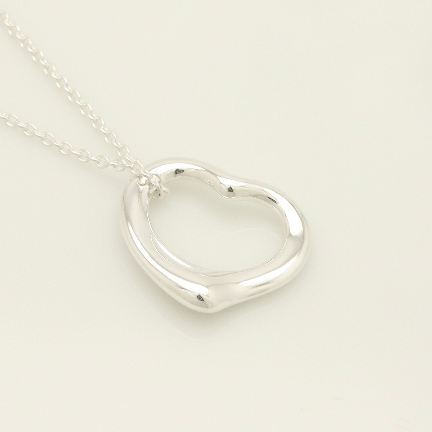 Tiffany & Co. Open Heart Pendant Necklace Sterling Silver 925