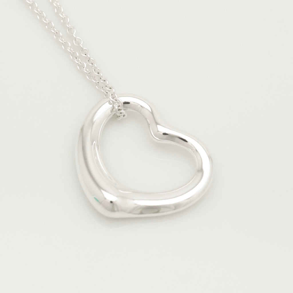 Tiffany & Co. Open Heart Pendant Necklace Sterling Silver 925