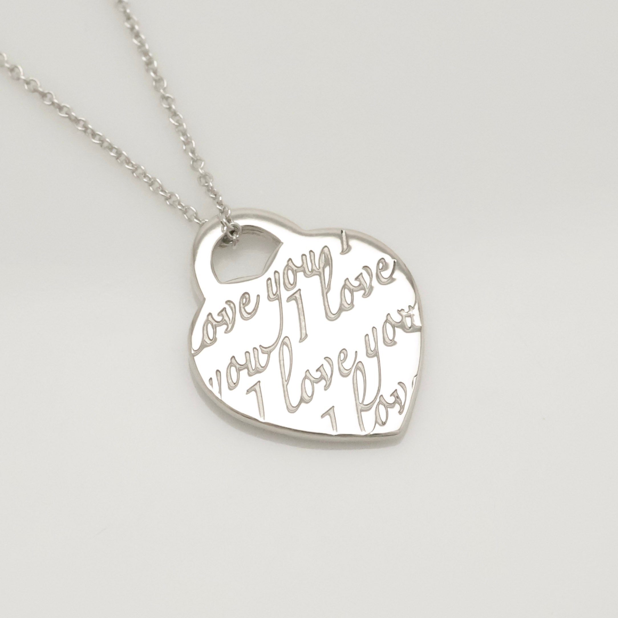 Tiffany & Co. Notes I LOVE YOU Heart Pendant Necklace Sterling Silver 925
