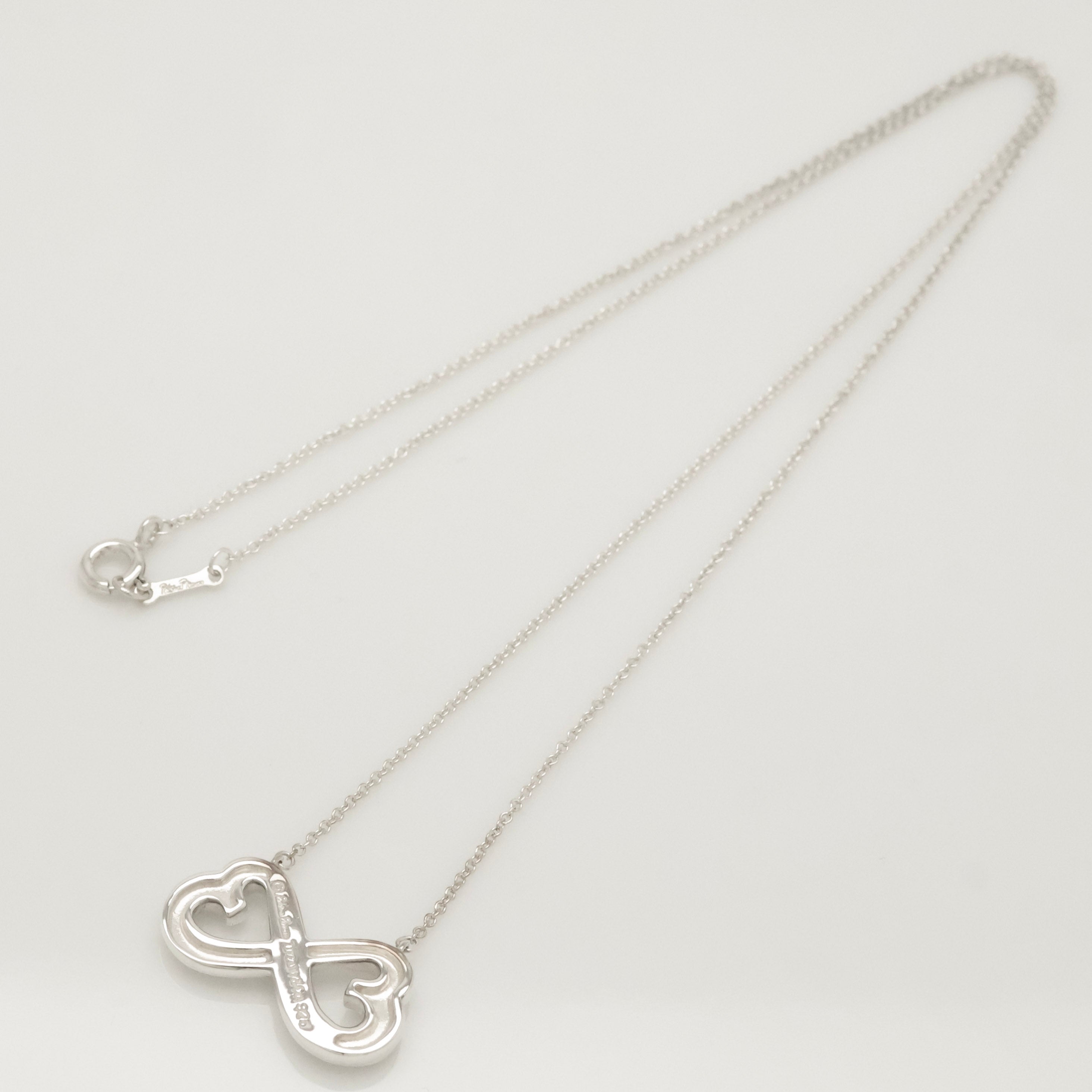  Tiffany & Co. Picasso Double Loving Heart Necklace Sterling Silver 925