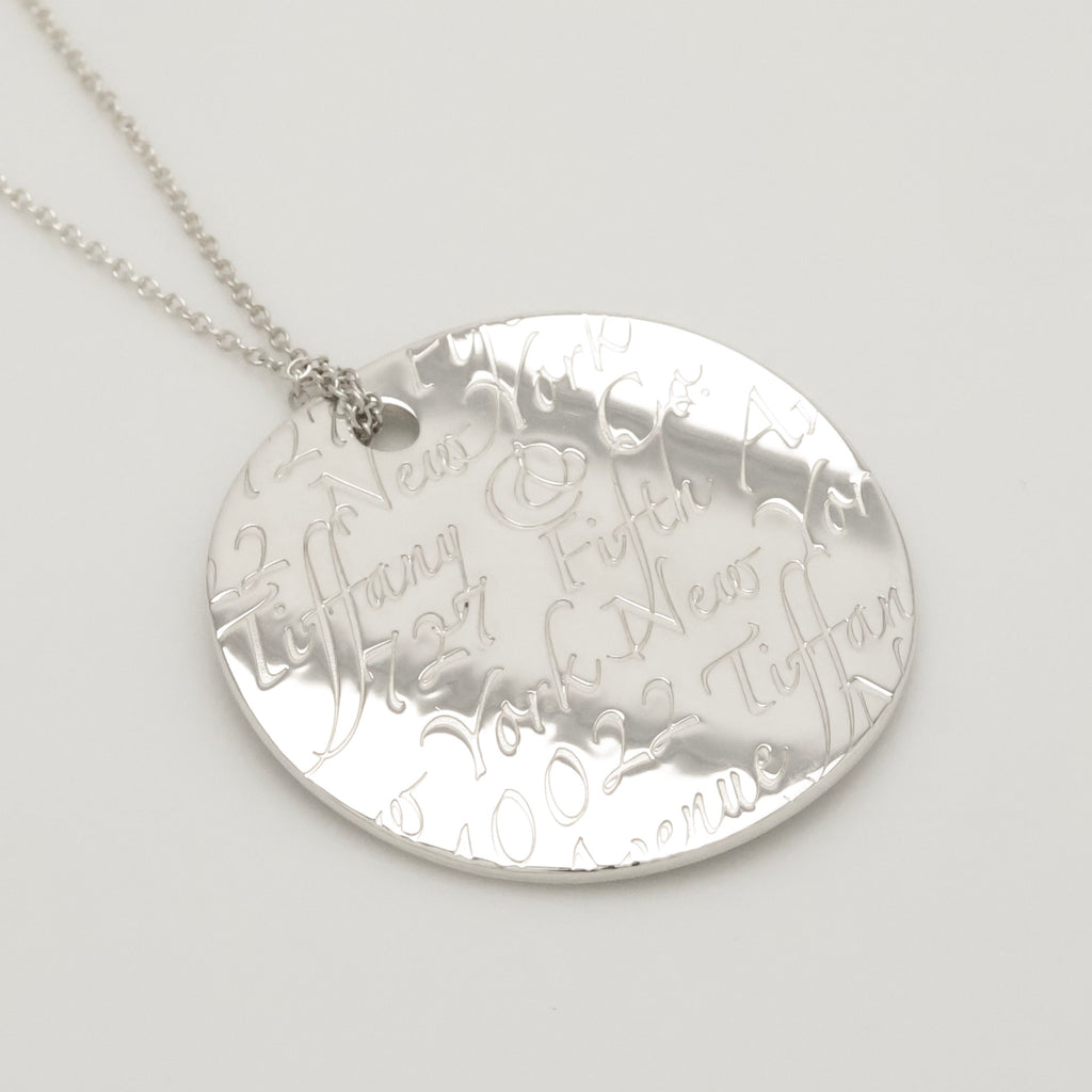 Tiffany & Co. Notes New York Large Wavy Round Circle Necklace Sterling Silver 925