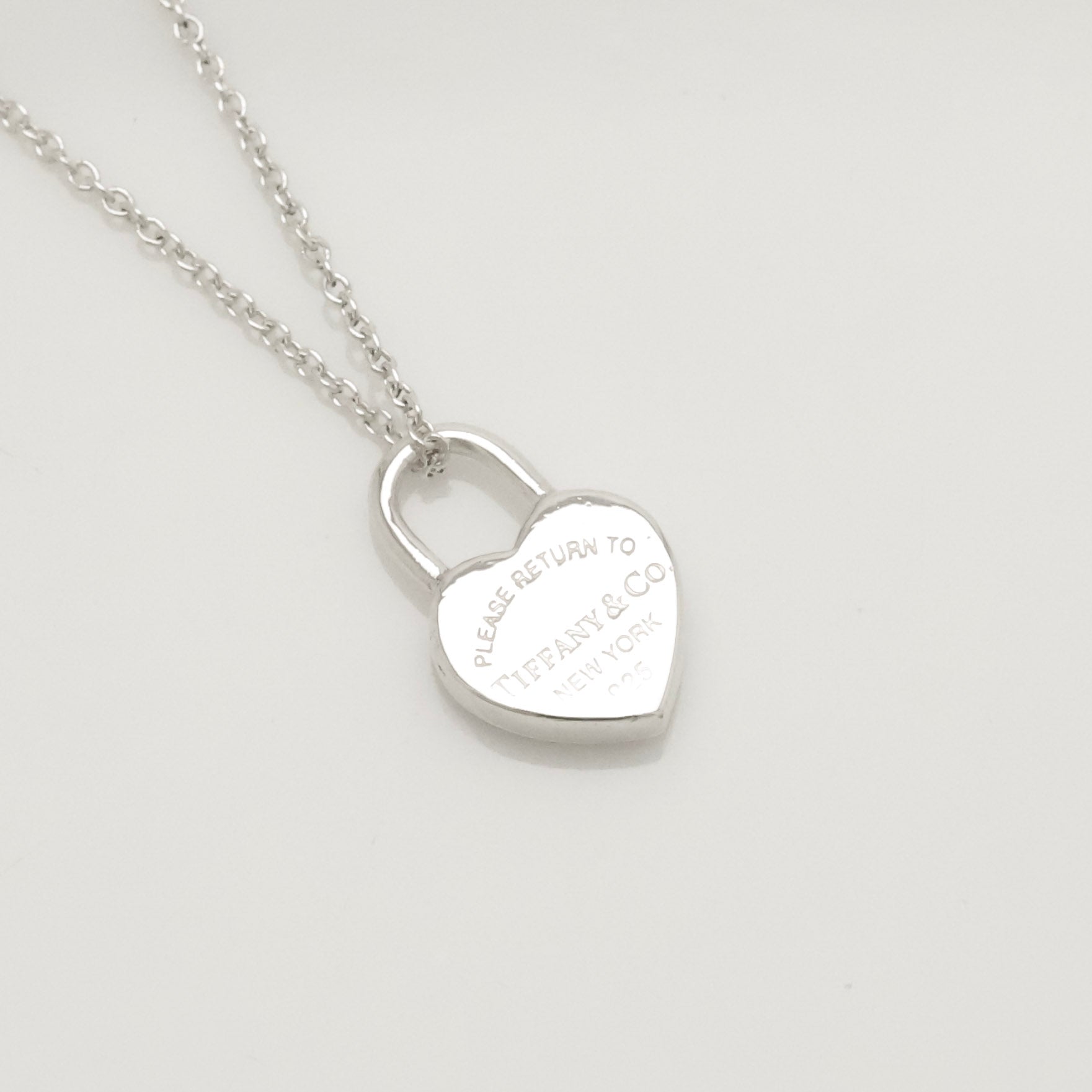  Tiffany & Co. Return to Mini Heart Lock Padlock Necklace  Sterling Silver 925