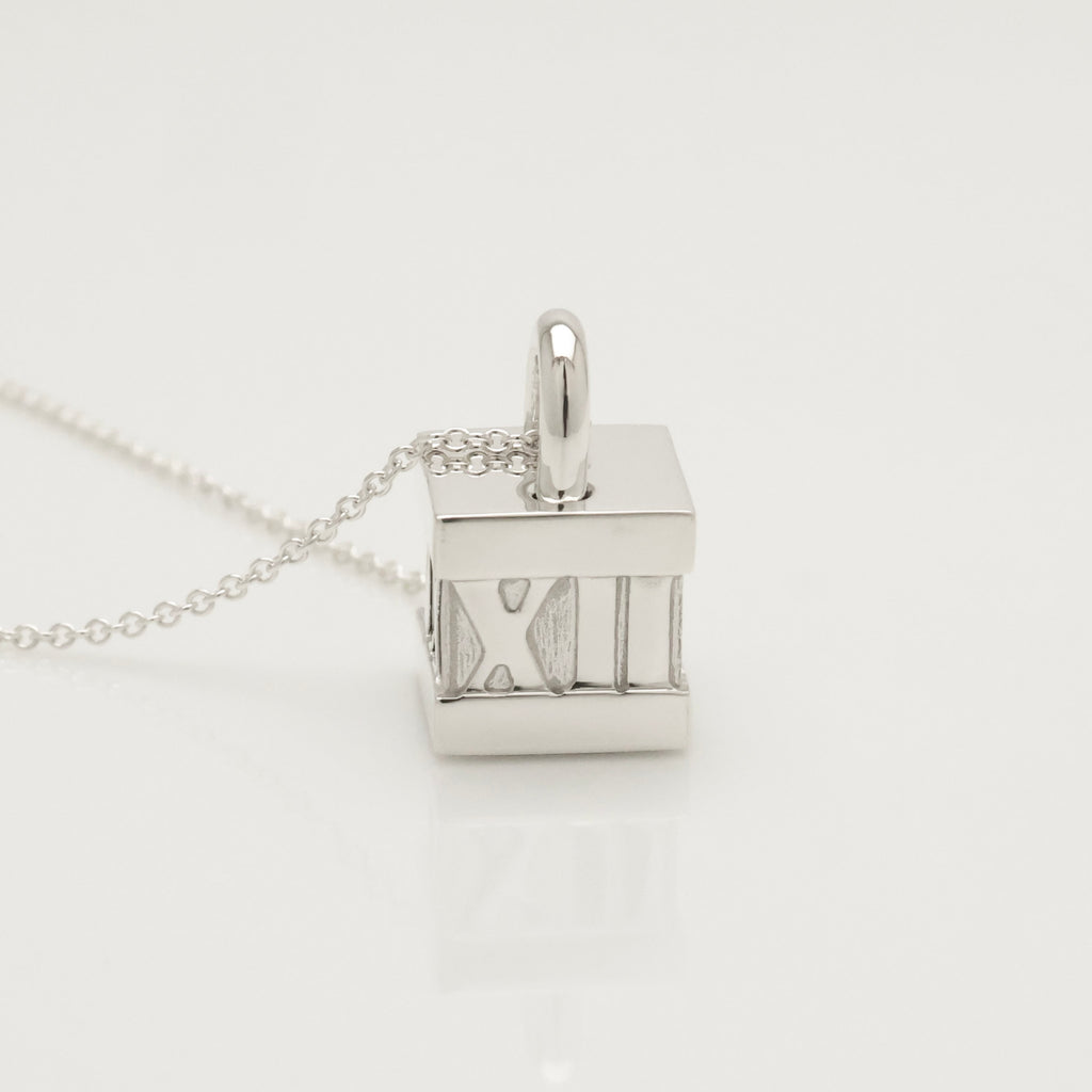 Tiffany & Co. Atlas Cube Lock Padlock Necklace Pendant Sterling Silver 925 