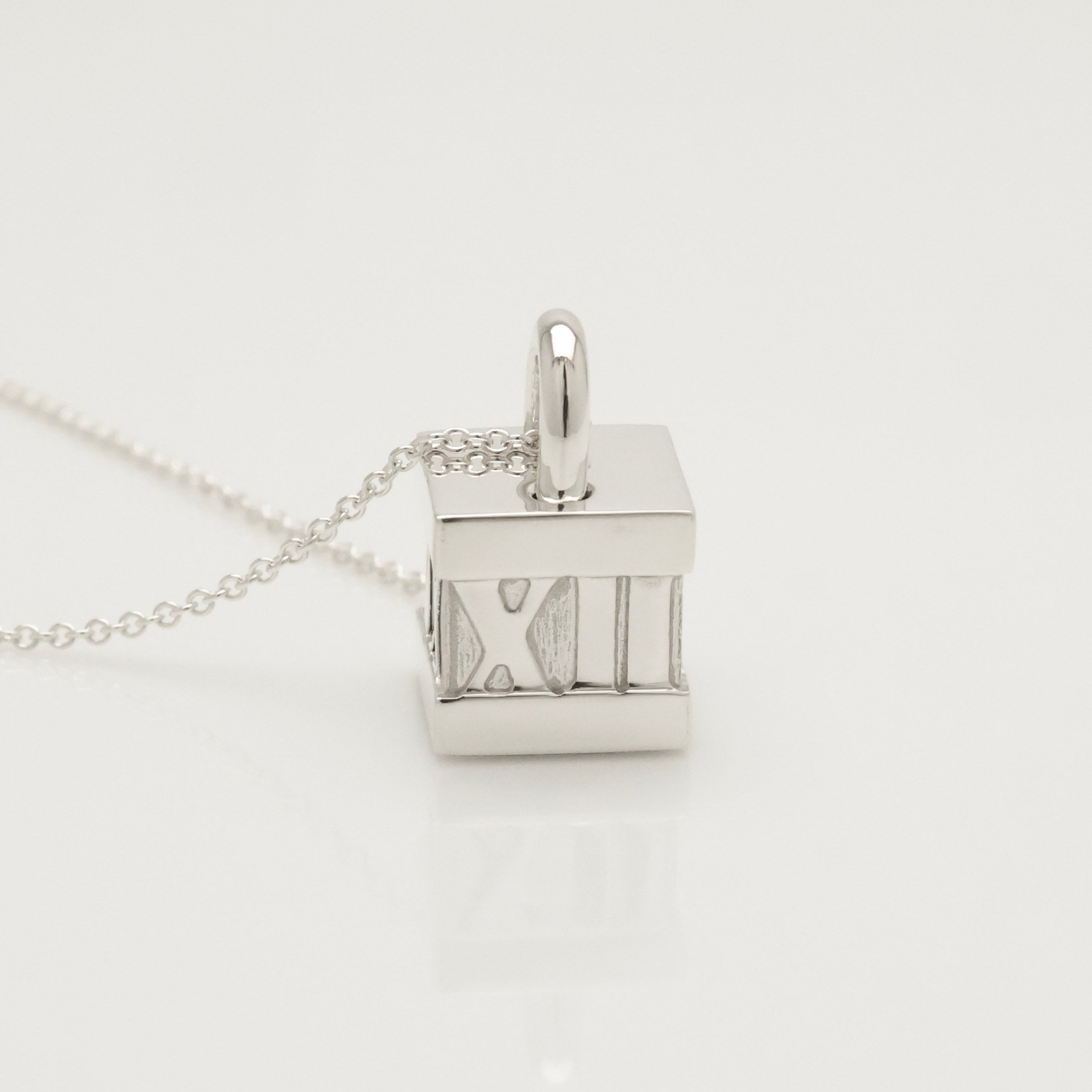 Tiffany & Co. Atlas Cube Lock Padlock Necklace Pendant Sterling Silver 925 