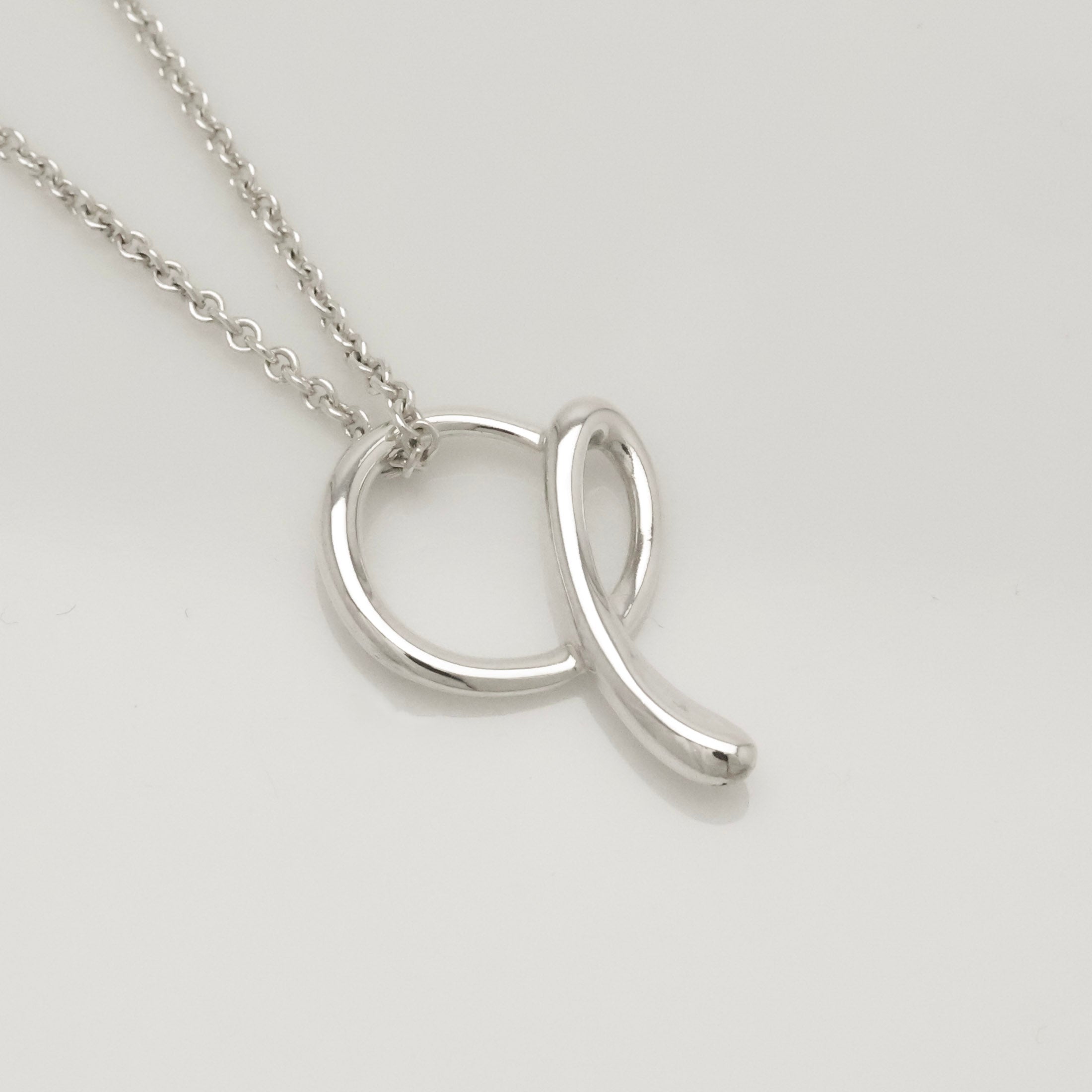 Tiffany & Co. Initial Letter "A" Pendant Necklace Sterling Silver 925