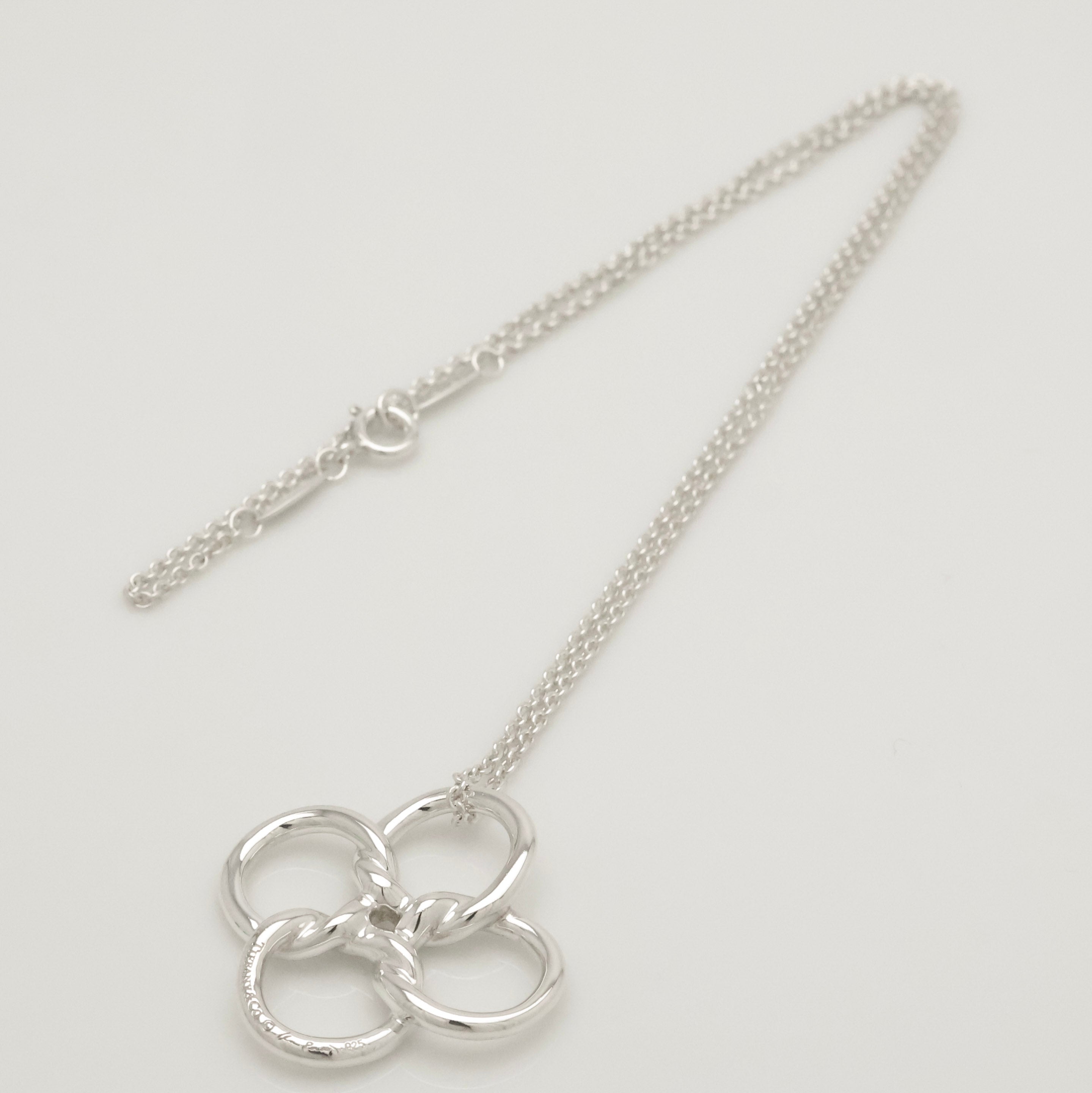 Tiffany & Co. Quadrifoglio Four Leaf Clover Necklace Sterling Silver 925