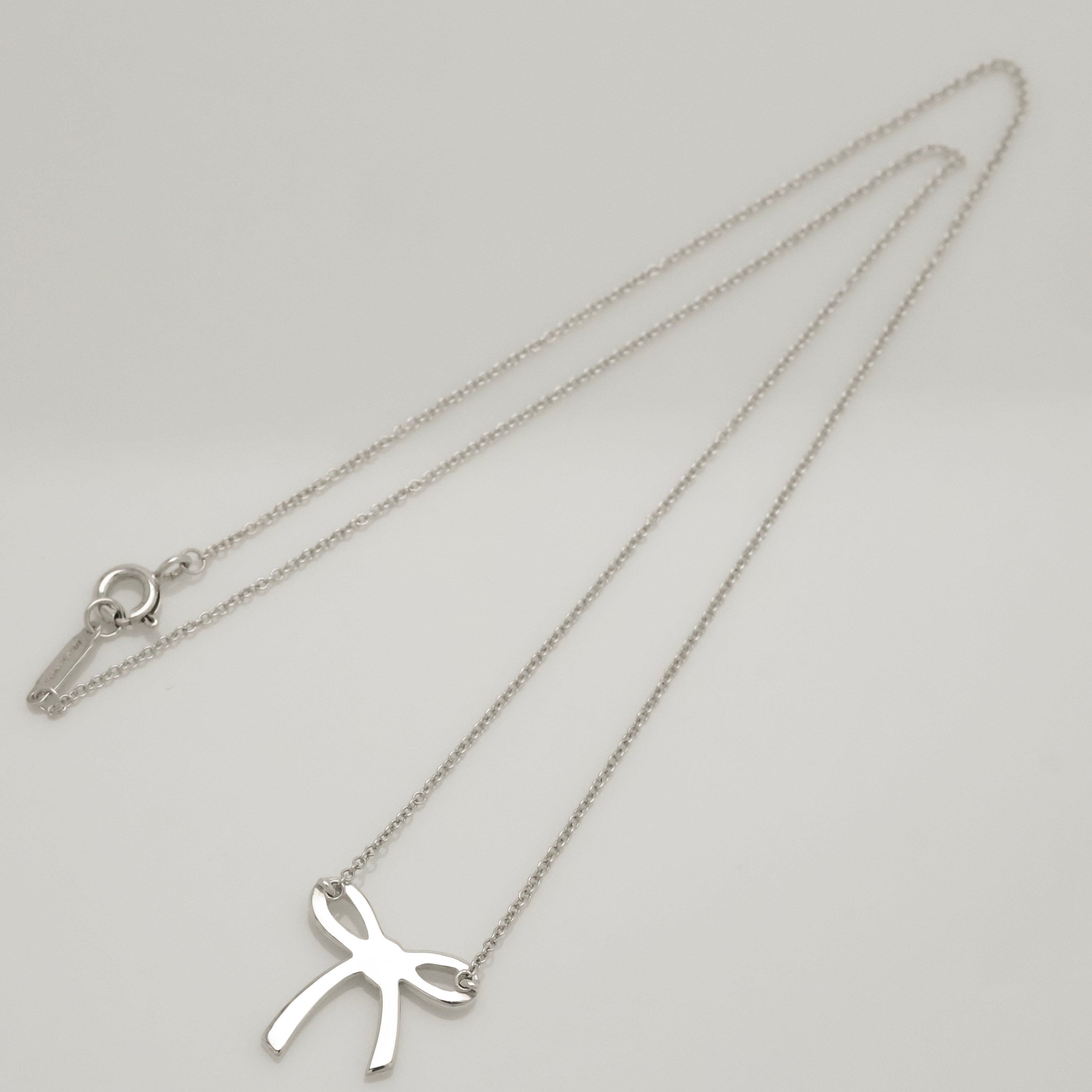 Tiffany & Co. Ribbon Bow Necklace Pendant  Sterling Silver 925 