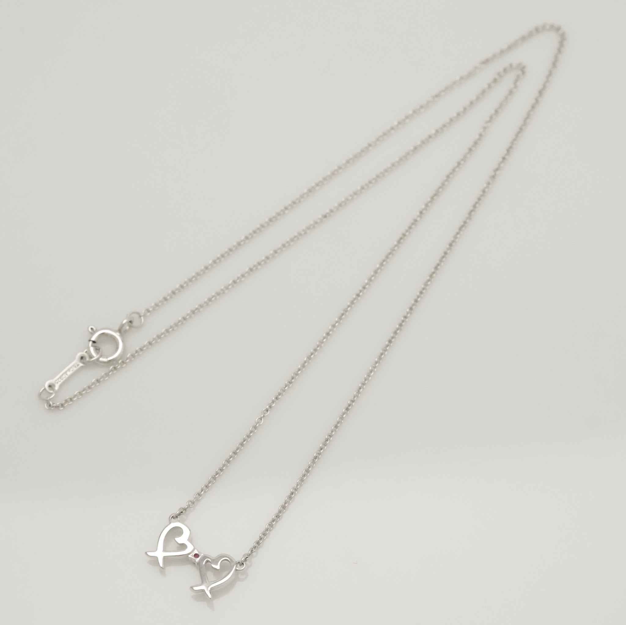 TIFFANY&Co. ダブル ラビング ハート 1P ピンクサファイア パロマピカソ ネックレス AG925