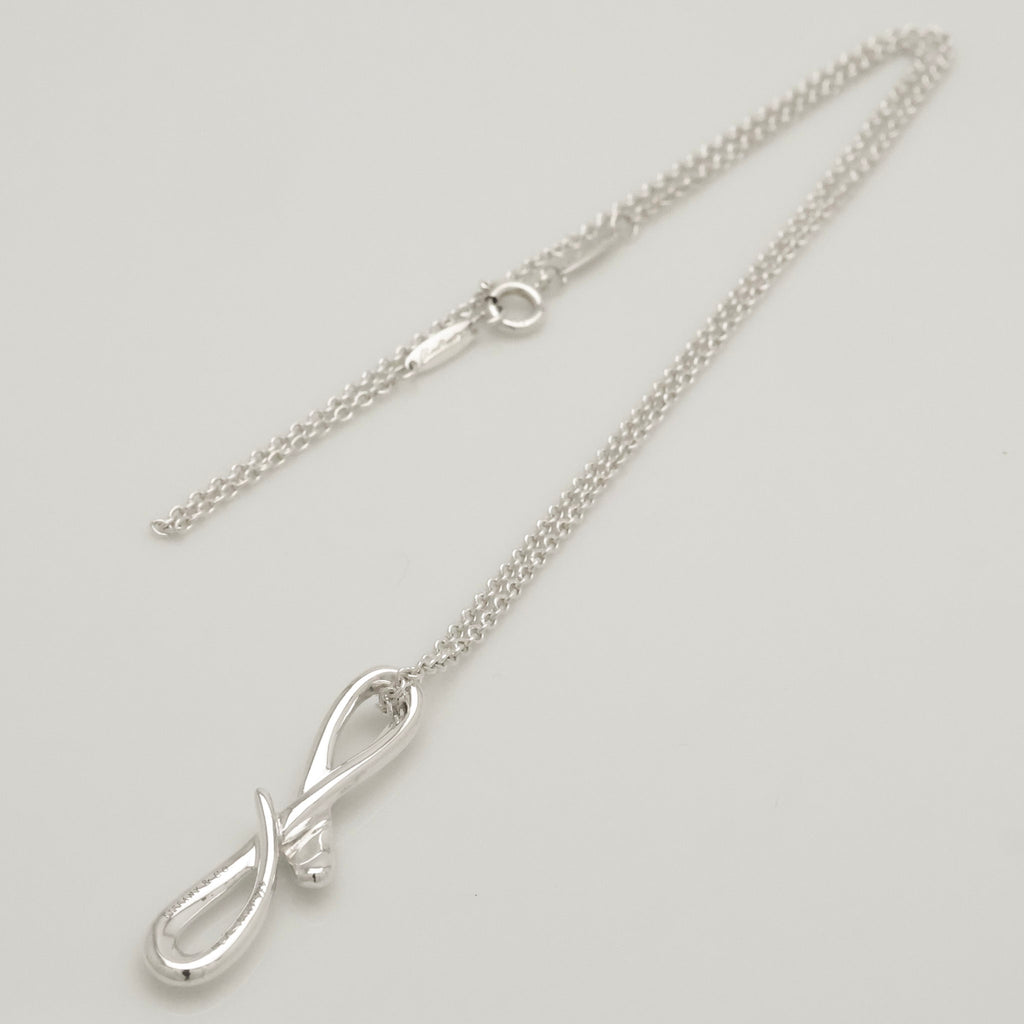 Tiffany & Co. Initial Letter "F" Pendant Necklace Sterling Silver 925