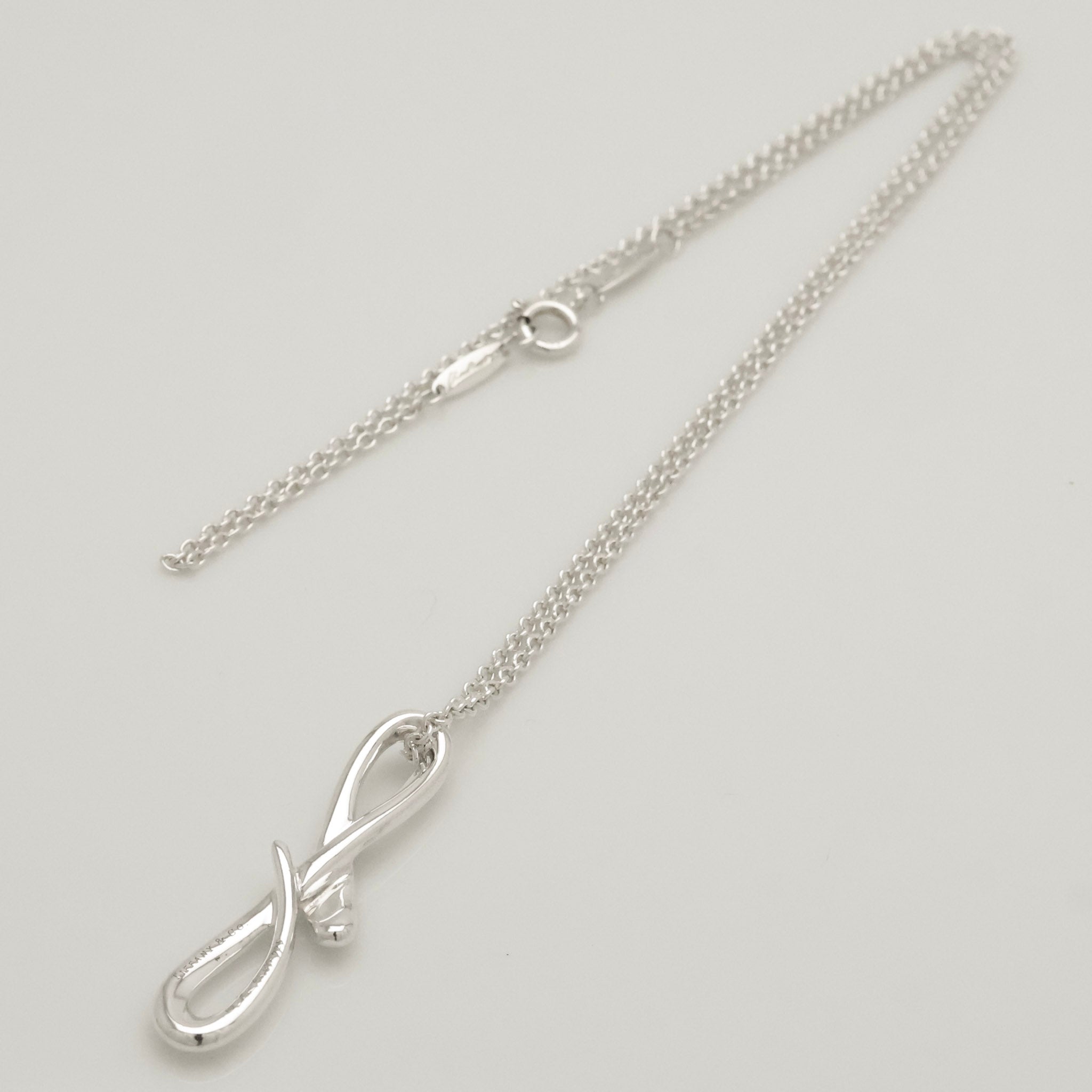 Tiffany & Co. Initial Letter "F" Pendant Necklace Sterling Silver 925
