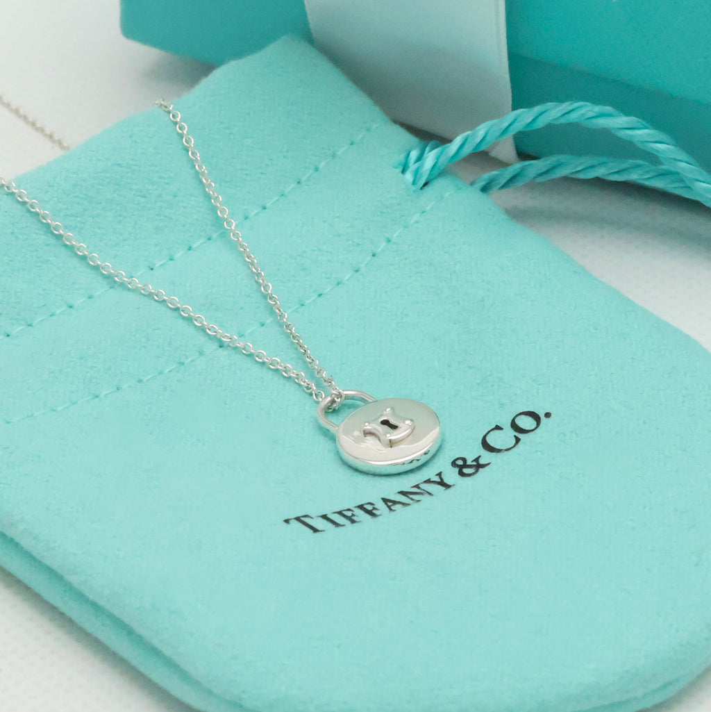 Tiffany & Co. Round Keyhole Lock Padlock Necklace Sterling Silver 925