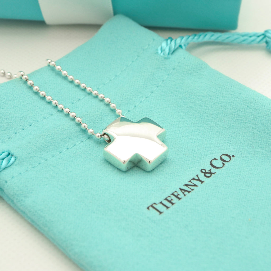 TIFFANY&Co. Roman cross Necklace Ball chain Sterling Silver 925 