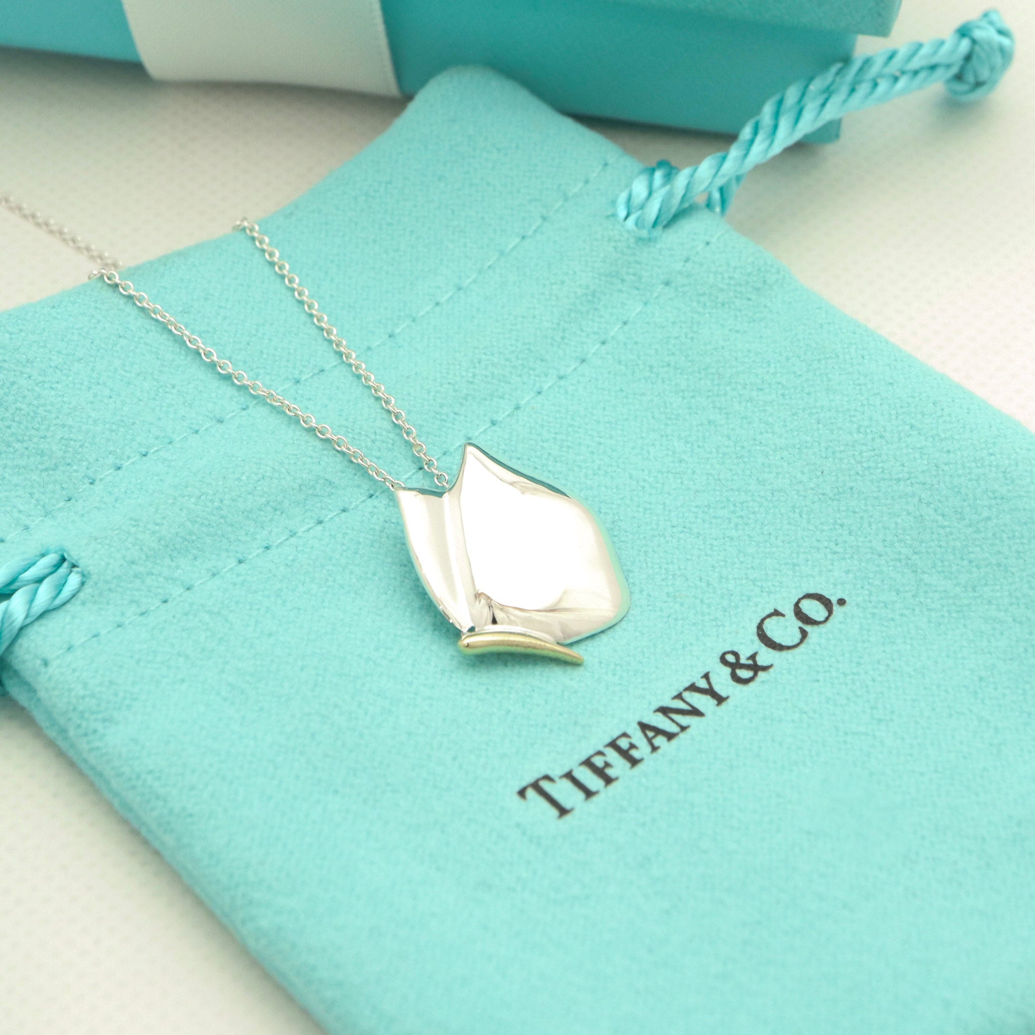  Tiffany & Co. Butterfly Pendant Necklace Sterling Silver 925 & 18K Gold 