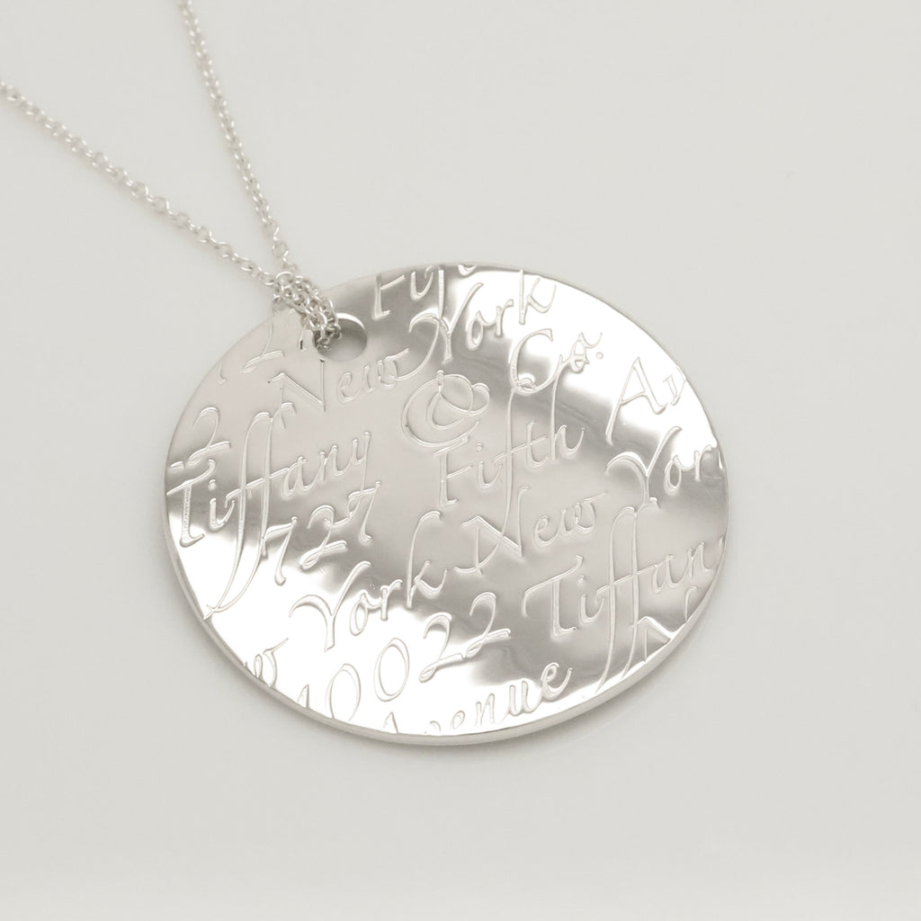 Tiffany & Co. Notes New York Large Wavy Round Circle Necklace Sterling Silver 925