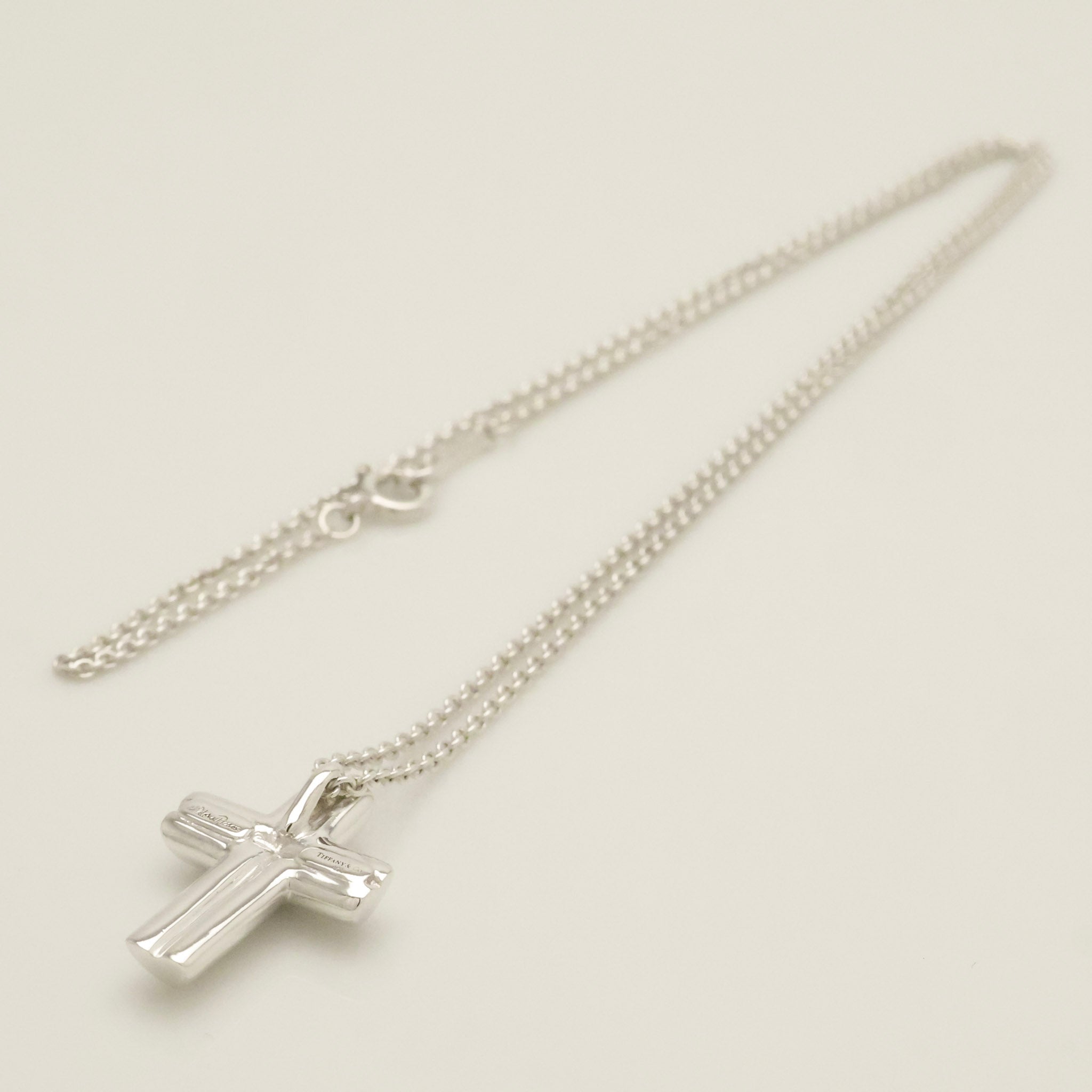 Tiffany & Co. Tenderness Cross Diamond Necklace Sterling Silver 925