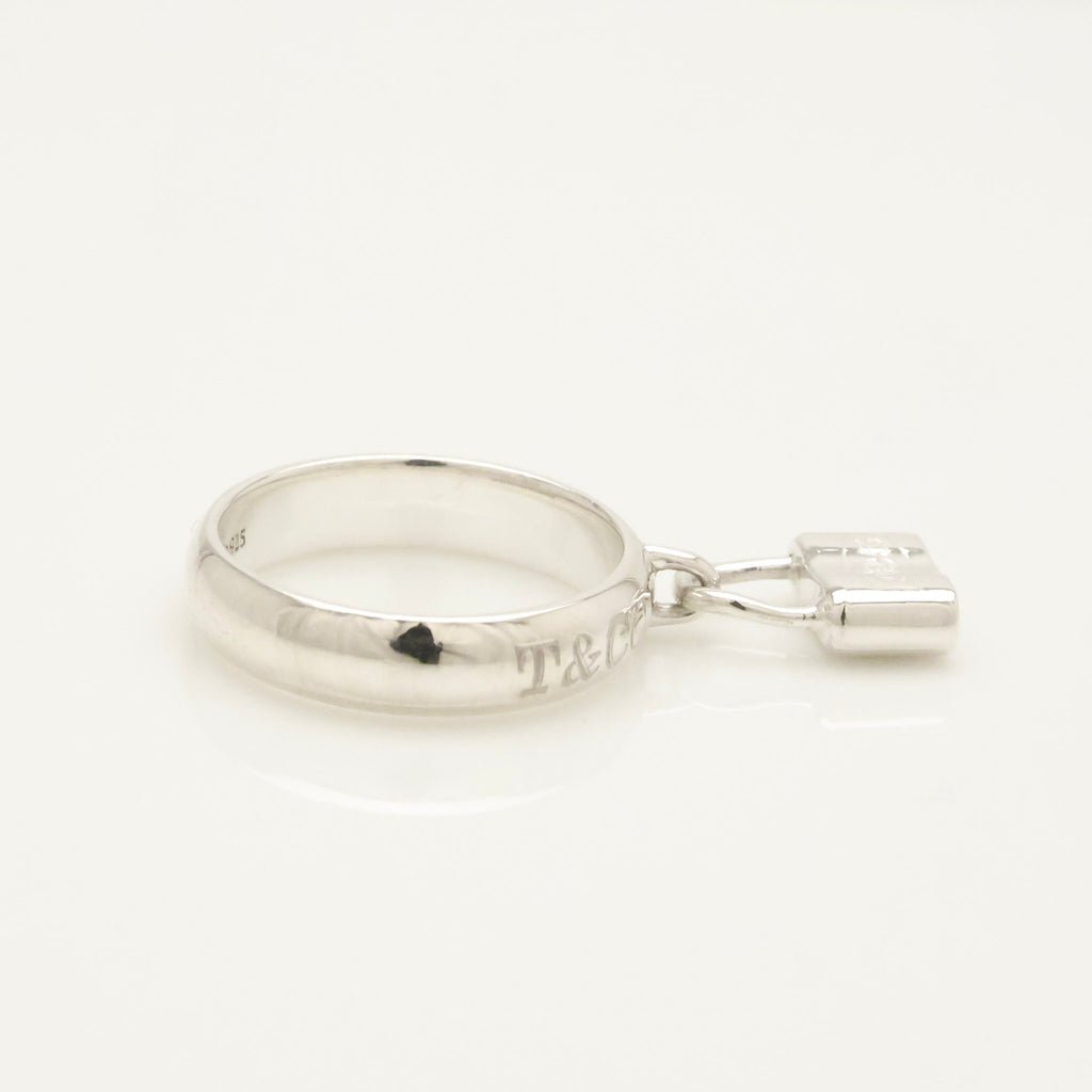 Tiffany & Co. 1837 Padlock Dangle Ring Sterling Silver 925