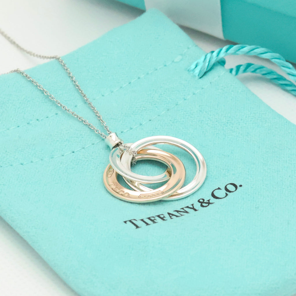 Tiffany & Co. 1837 Interlocking Circles Necklace  Sterling Silver 925 & Rubedo