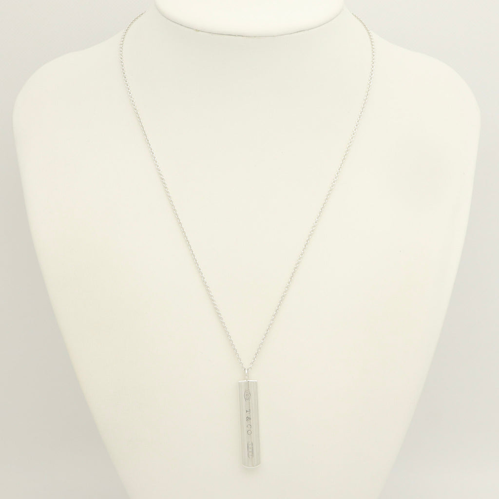 TIFFANY & Co. 1837 Bar Plate Pendant Necklace Chain Sterling Silver 925