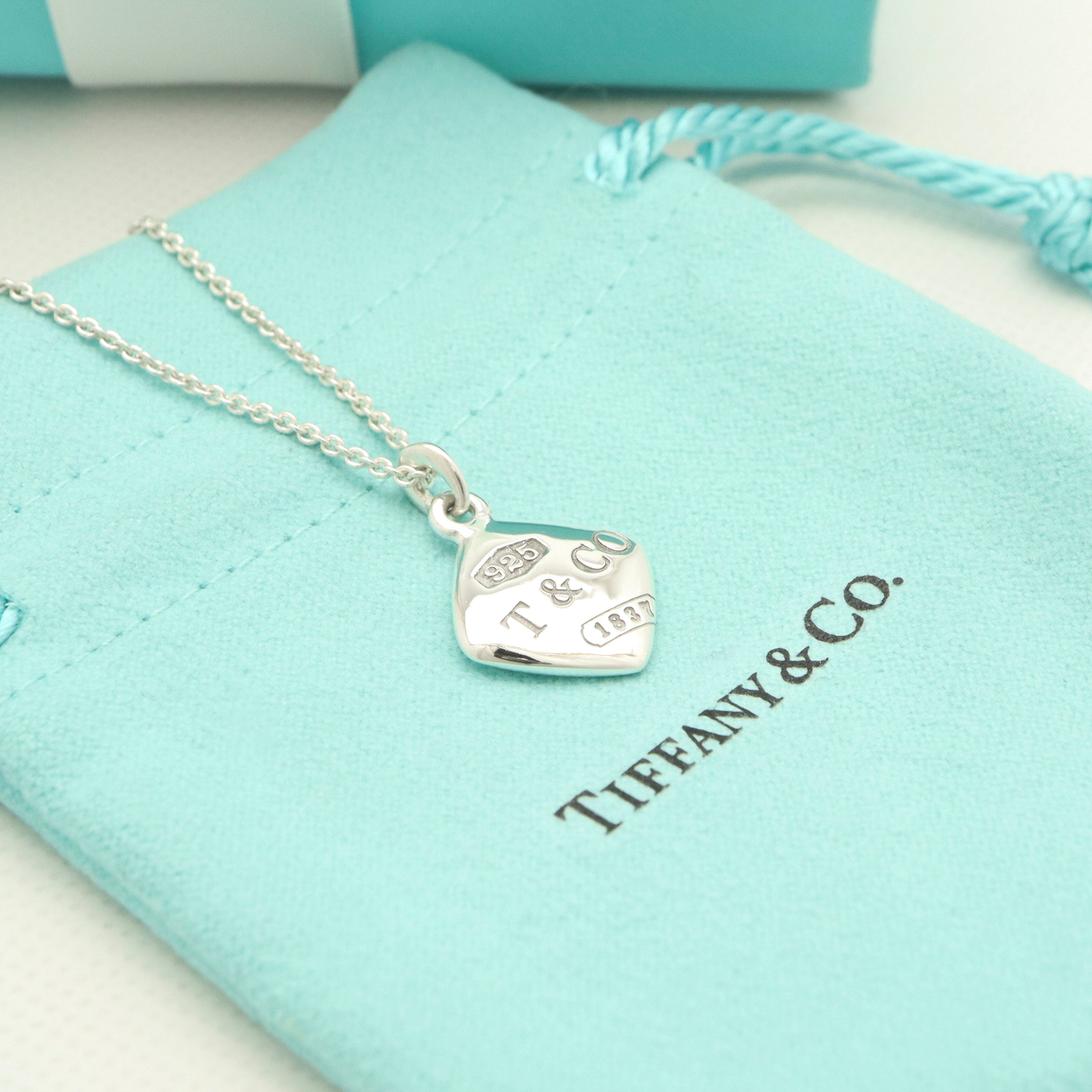 Tiffany & Co. 1837 Square Montage Cushion Necklace Sterling Silver 925