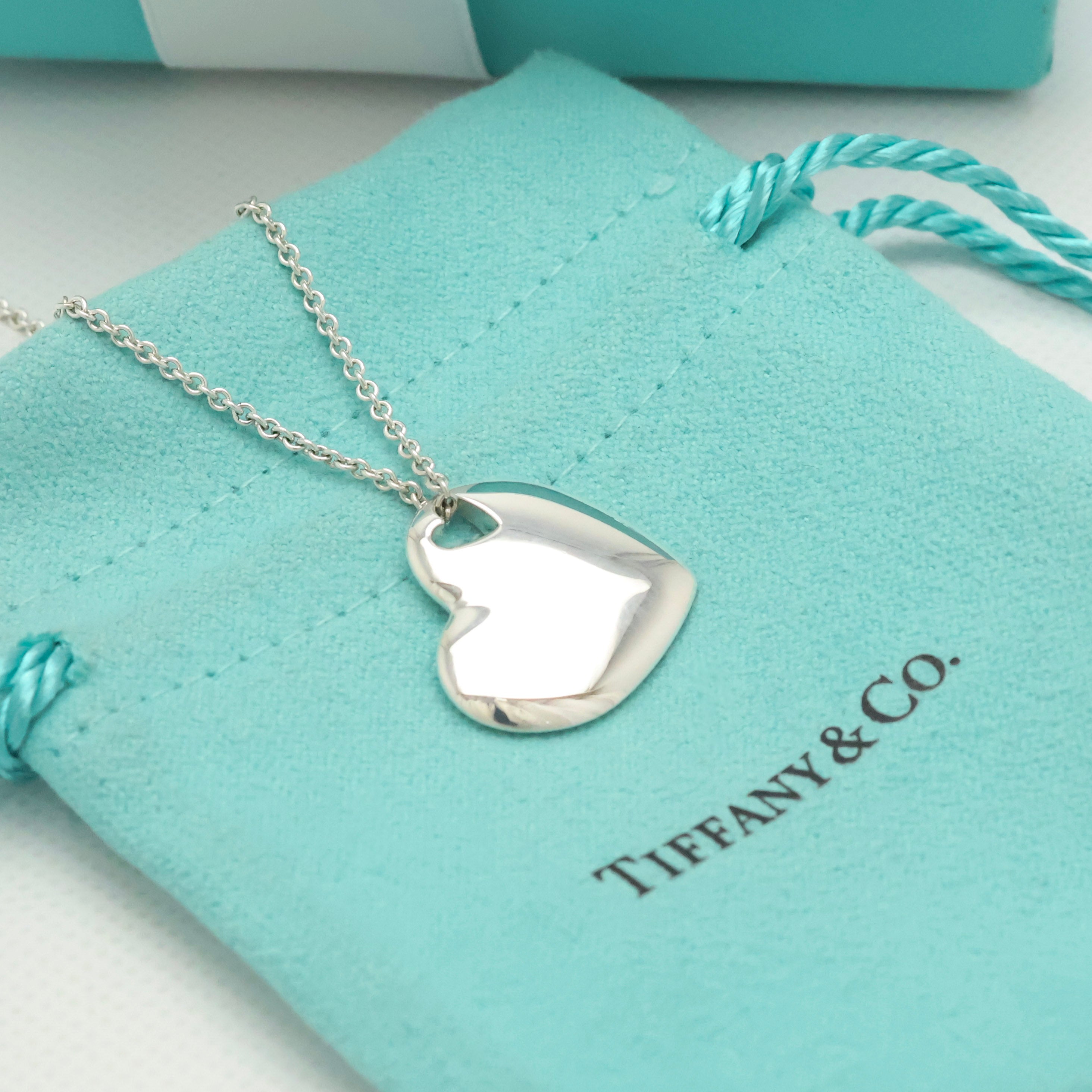 Tiffany & Co. Stencil Cutout Two Heart Necklace  Sterling Silver 925