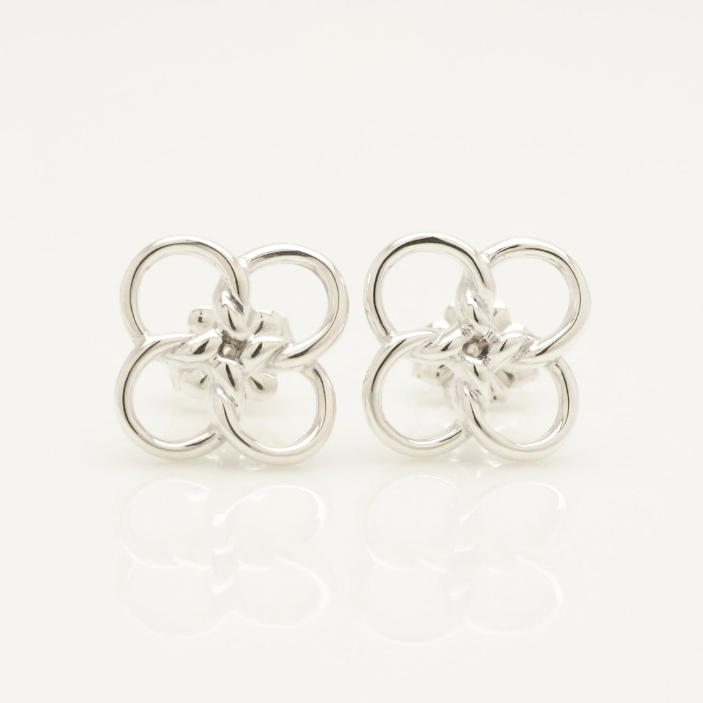 Tiffany & Co. Quadrifoglio Four Leaf Clover Stud Earrings Sterling Silver 925