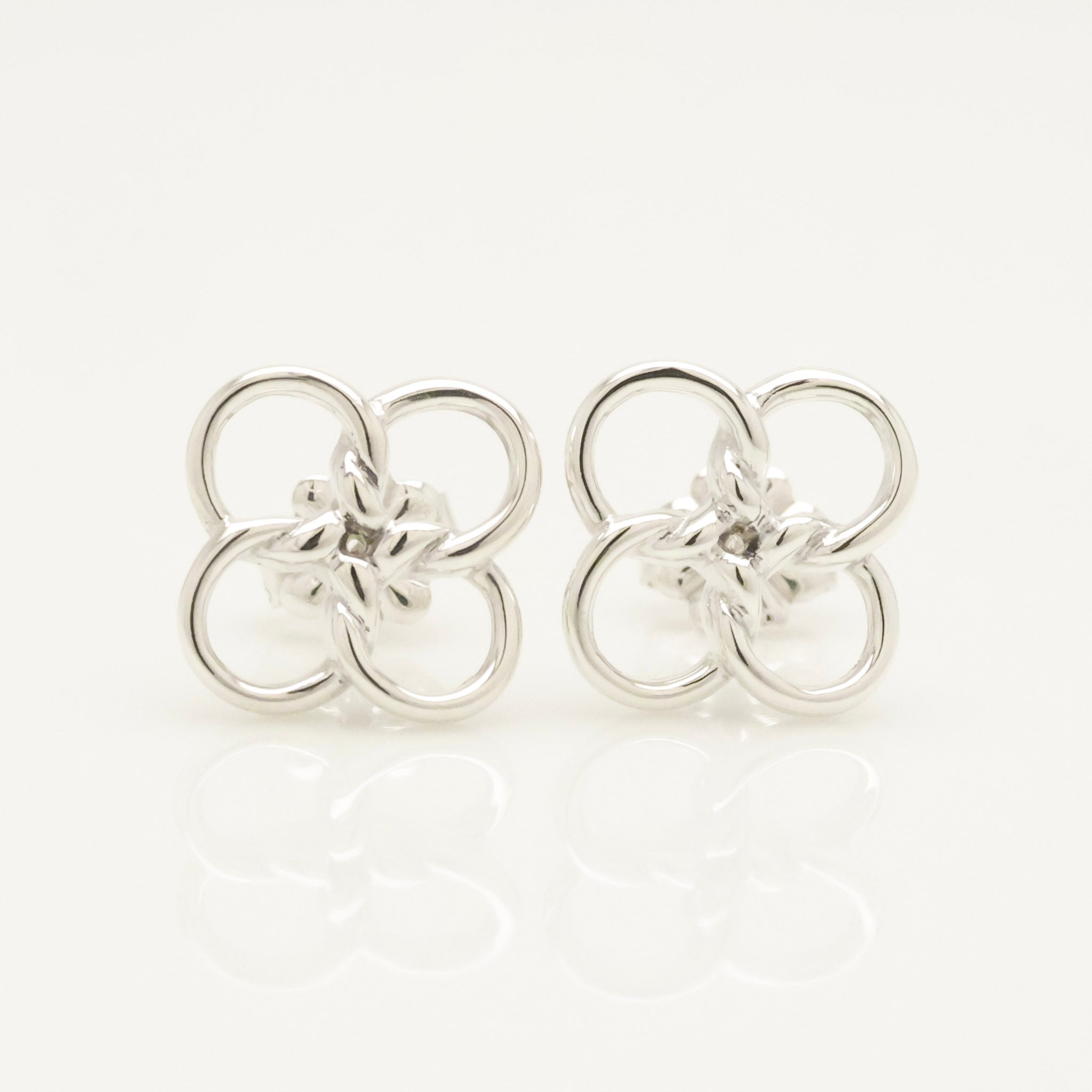 Tiffany & Co. Quadrifoglio Four Leaf Clover Stud Earrings Sterling Silver 925