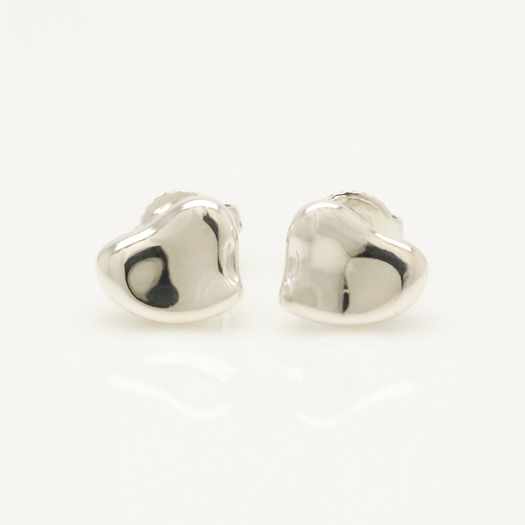 Tiffany & Co. Elsa Peretti Full Heart Stud Earrings Sterling Silver 925 