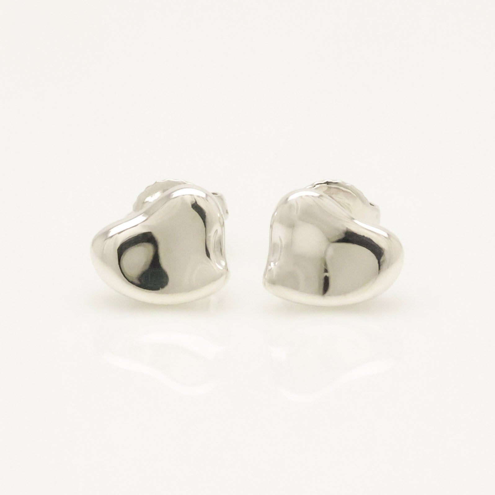 Tiffany & Co. Elsa Peretti Full Heart Stud Earrings Sterling Silver 925 