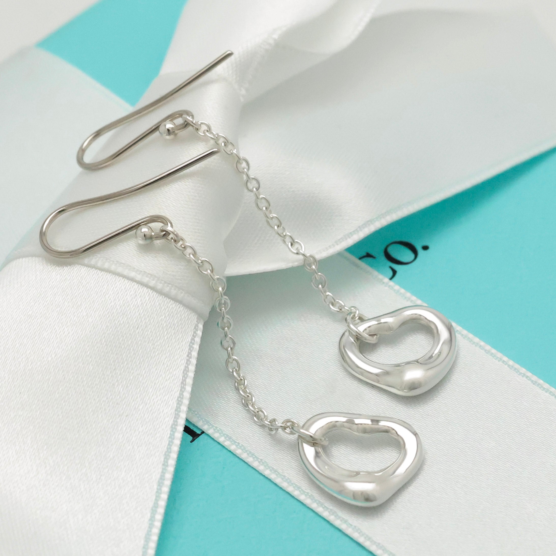 TIFFANY&Co. オープンハート エルサペレッティ ドロップ フック ピアス AG925