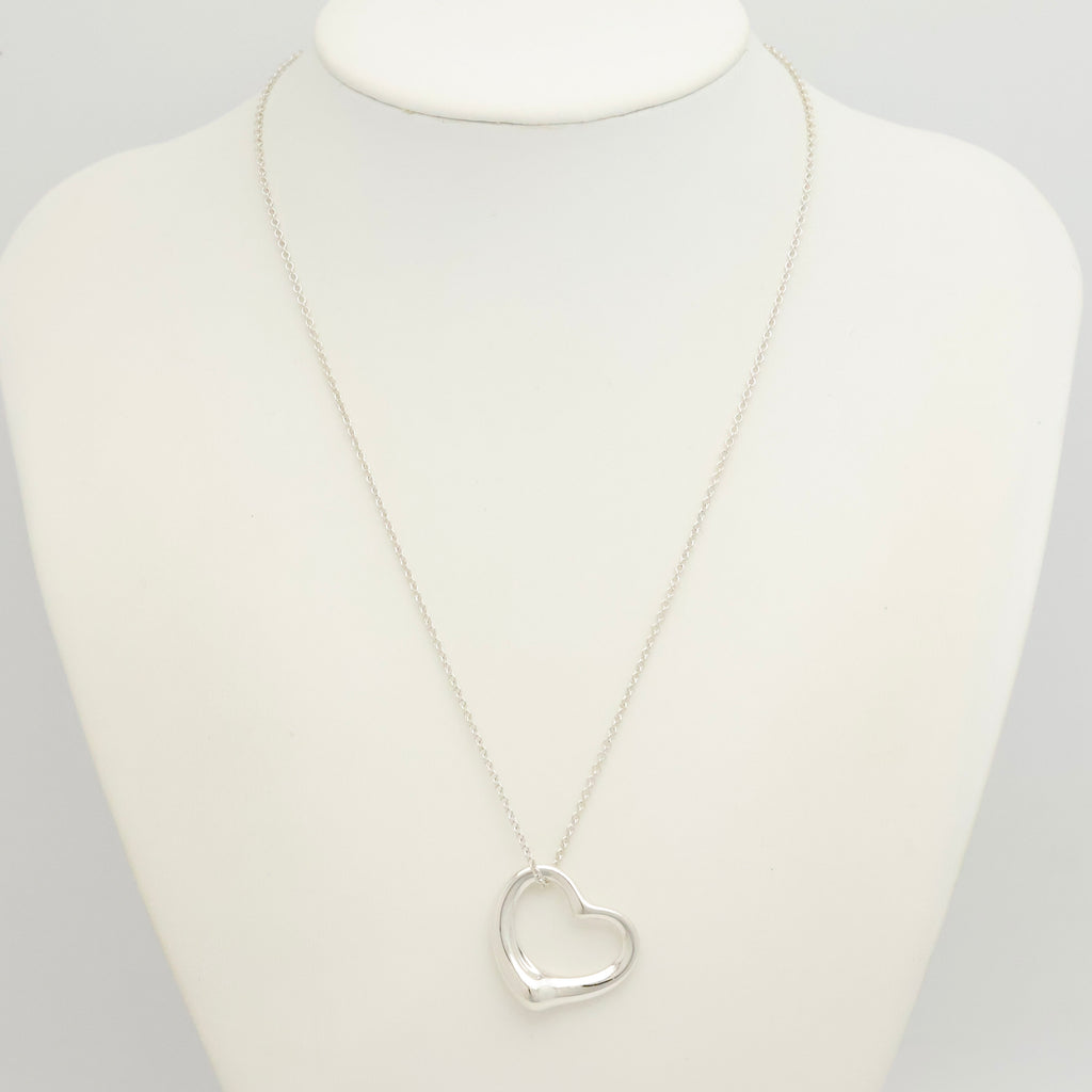 Tiffany & Co. Open Heart Pendant Necklace Sterling Silver 925