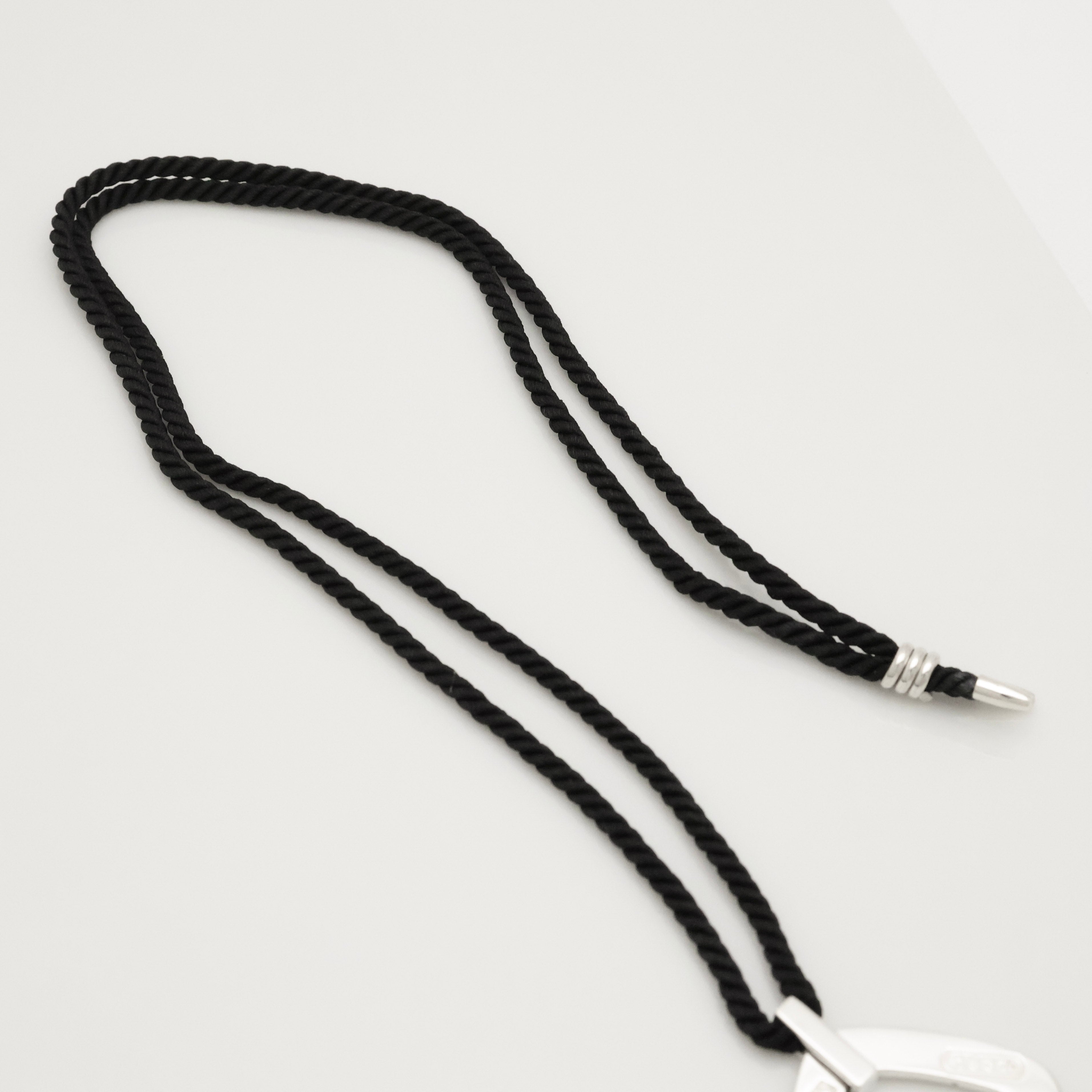 Tiffany & Co. 1837 Square Silk Cord Necklace Pendant Sterling Silver 925