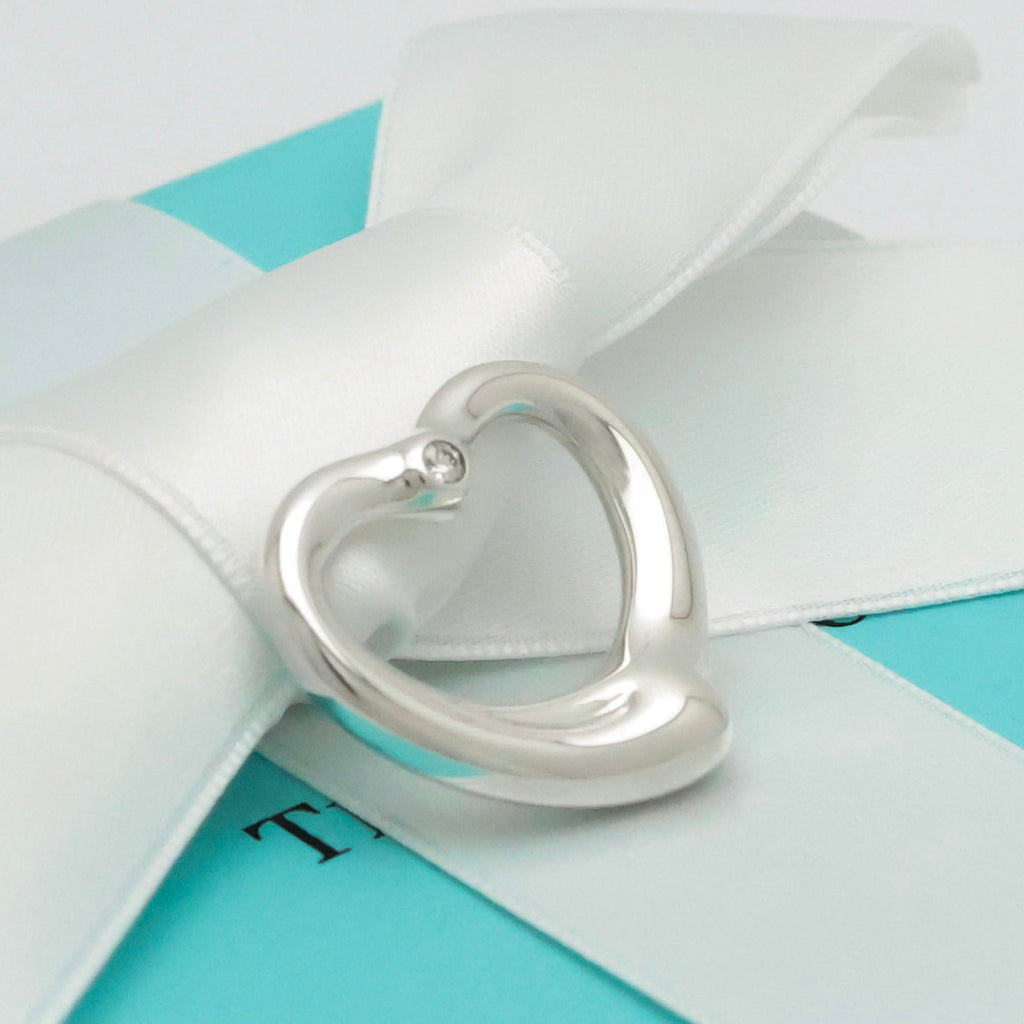 TIFFANY&Co. オープンハート 22mm 1P ダイヤモンド エルサペレッティ チャーム AG925