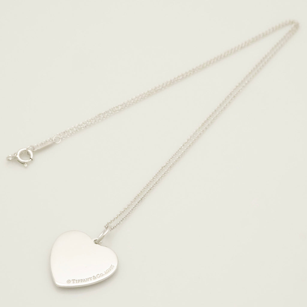  Tiffany & Co. MOM Beaded Edge Heart Necklace Sterling Silver 925