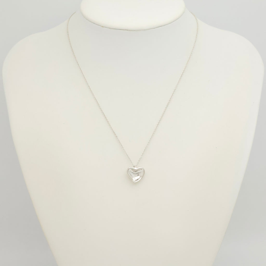 Tiffany & Co. Peretti Curved Full Heart Necklace Sterling Silver 925