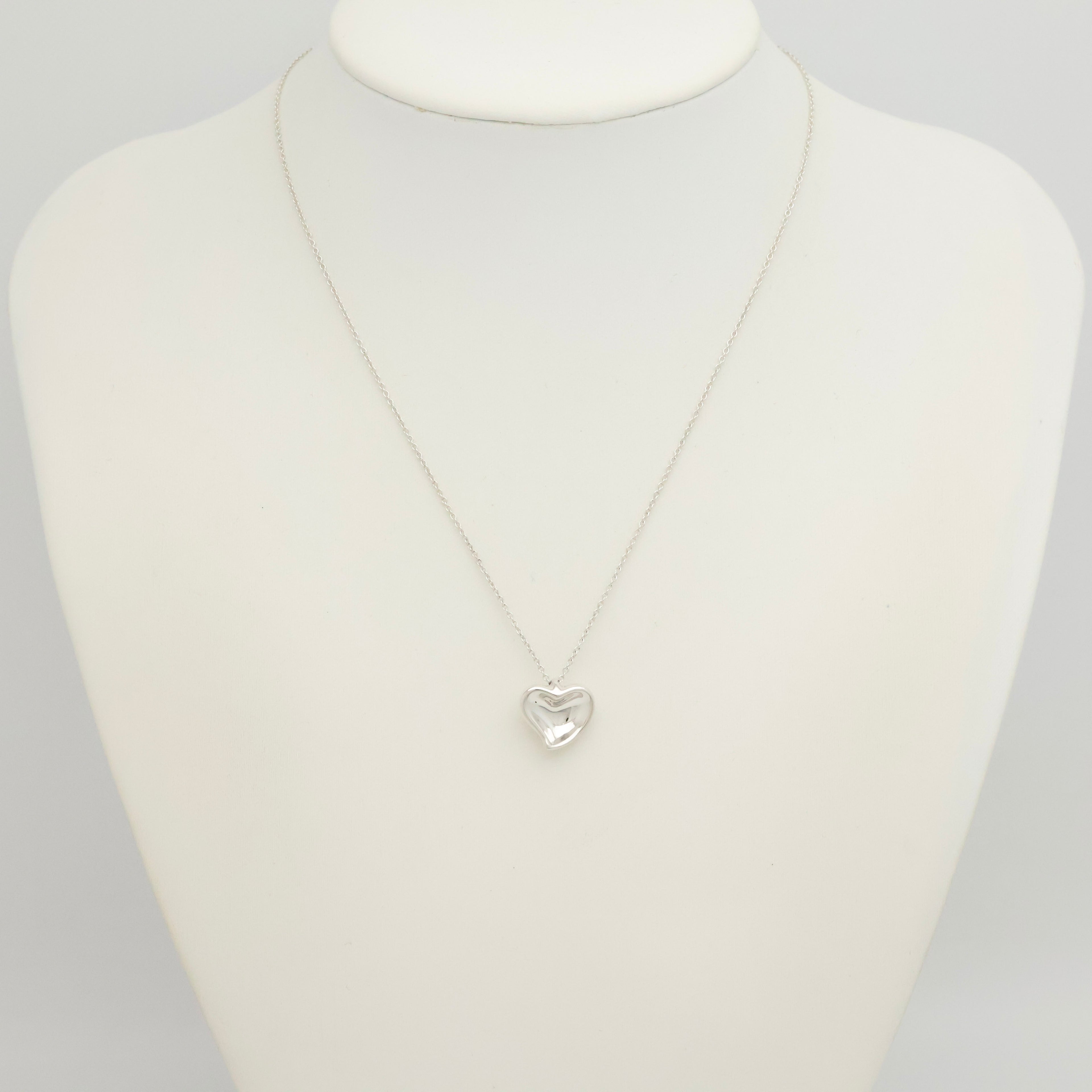 Tiffany & Co. Peretti Curved Full Heart Necklace Sterling Silver 925