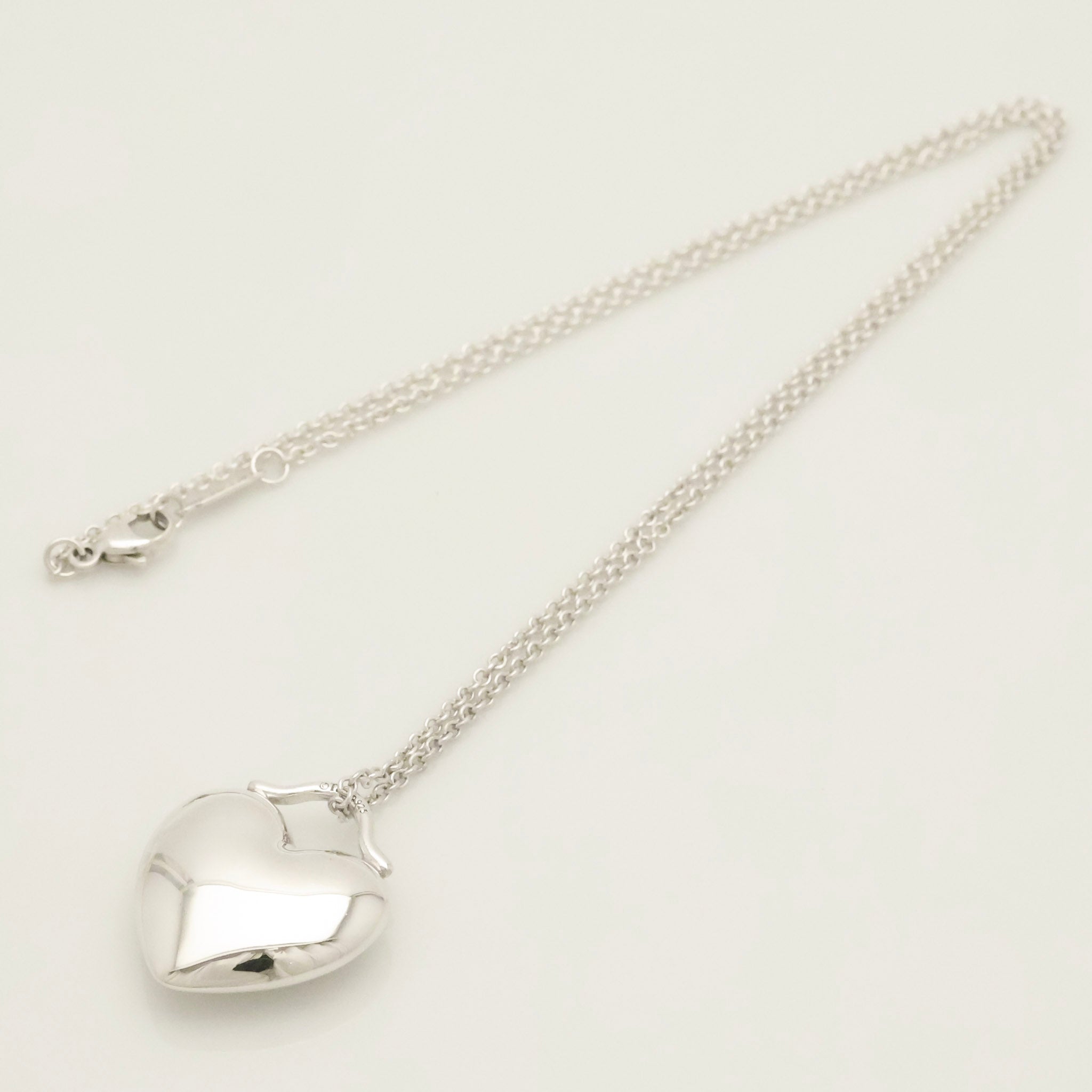  Tiffany & Co. Puff Heart Pendant Necklace Sterling Silver 925