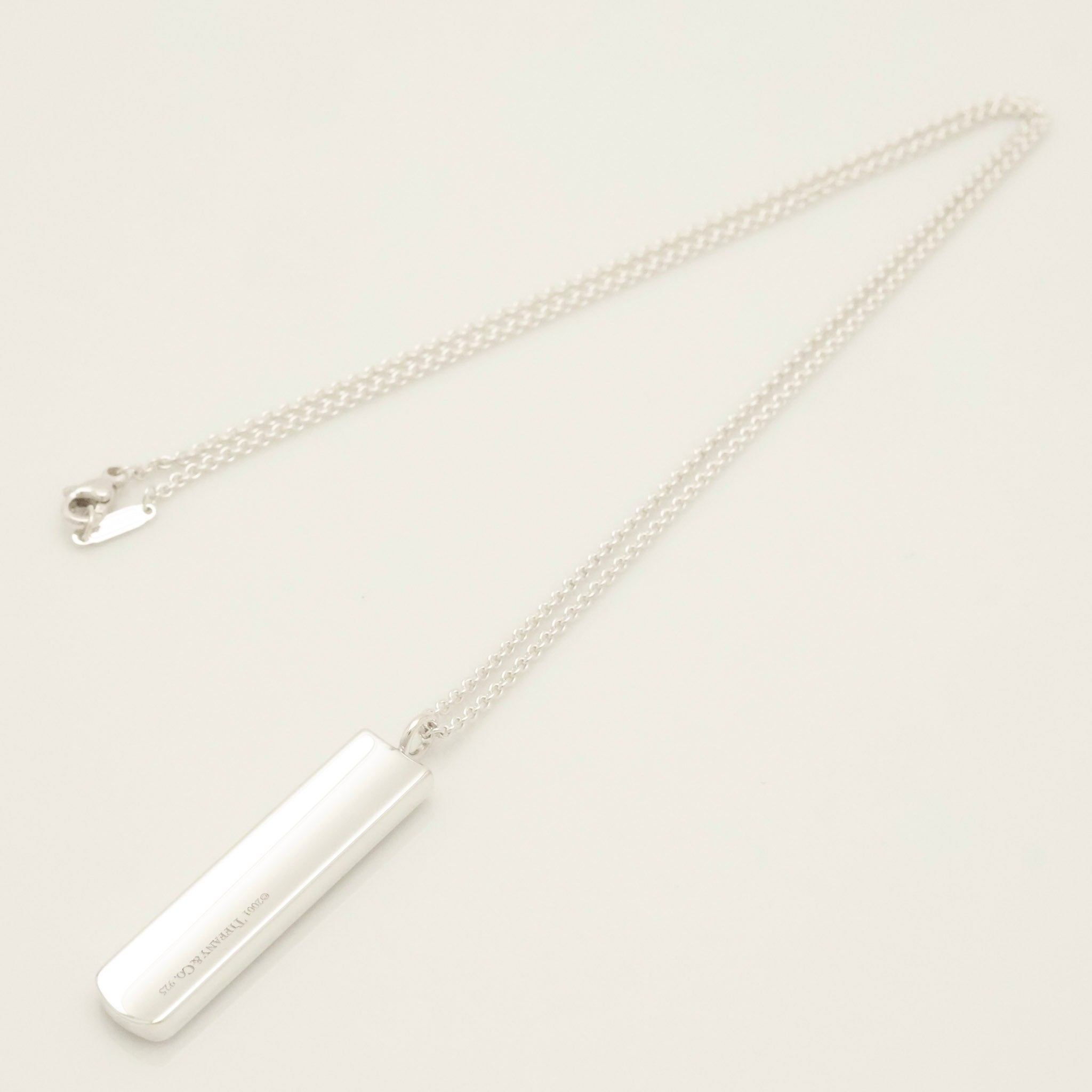 TIFFANY & Co. 1837 Bar Plate Pendant Necklace Chain Sterling Silver 925