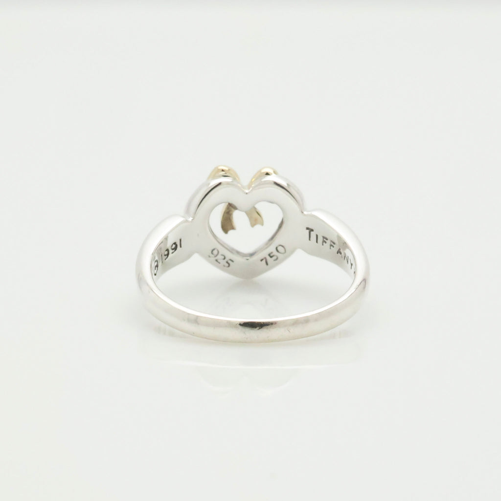 Tiffany & Co. Ribbon Bow Heart Ring  Gold &  Sterling Silver 925