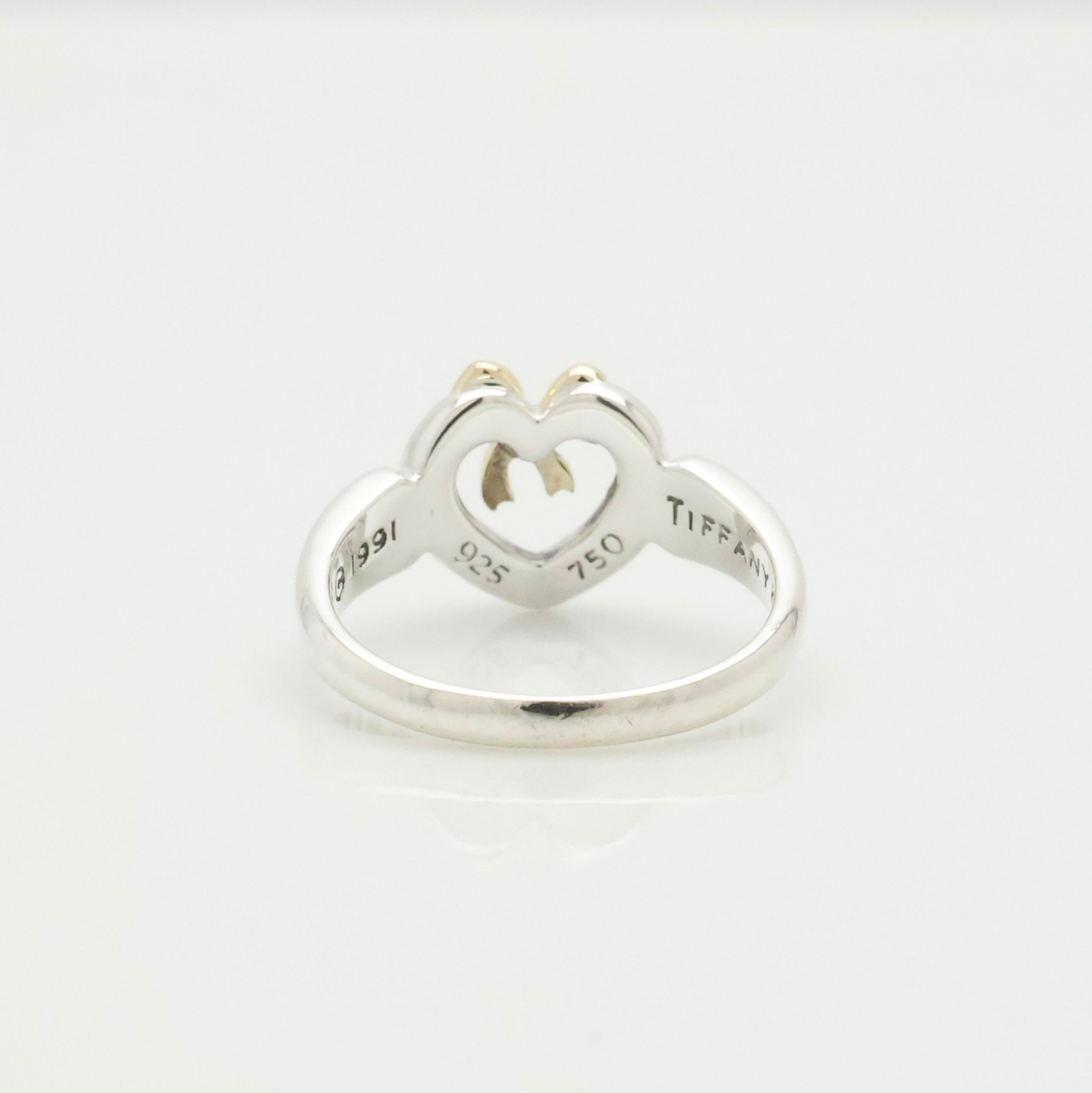 Tiffany & Co. Ribbon Bow Heart Ring  Gold &  Sterling Silver 925