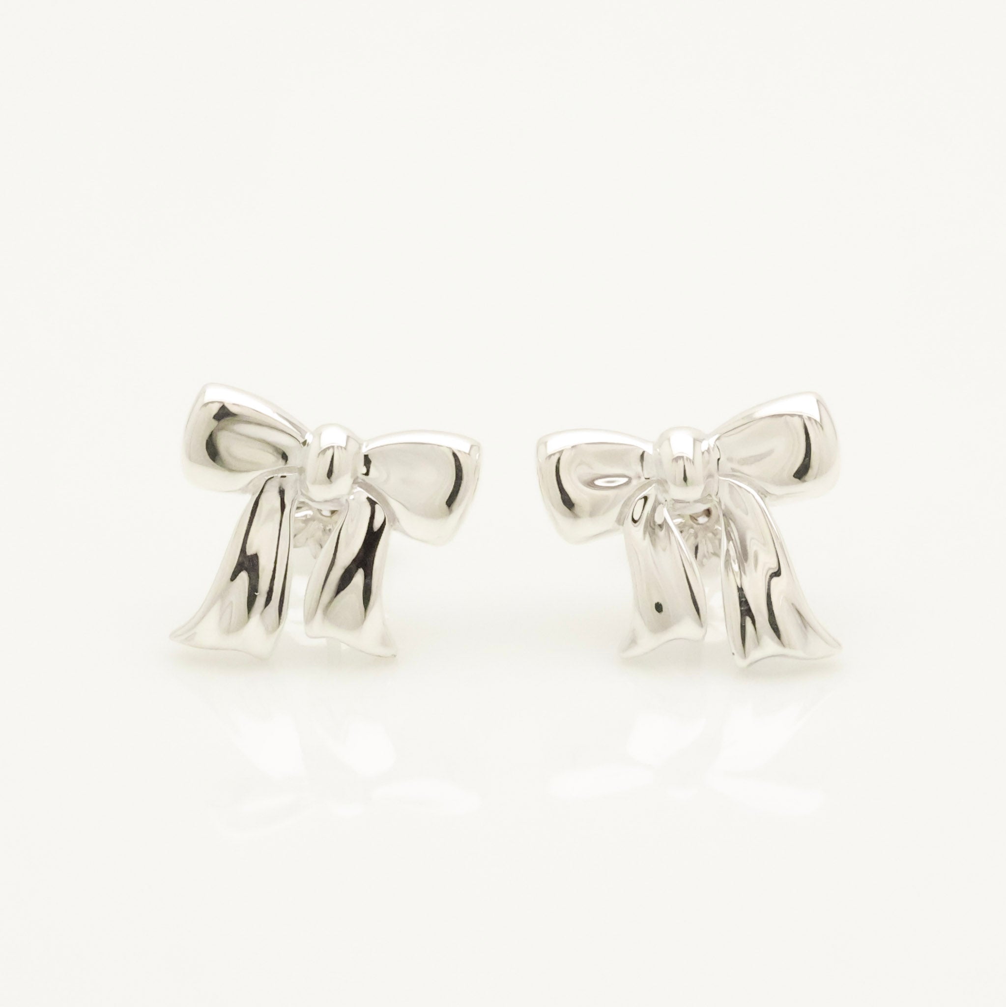 Tiffany & Co. Ribbon Bow Stud Earrings Sterling Silver 925