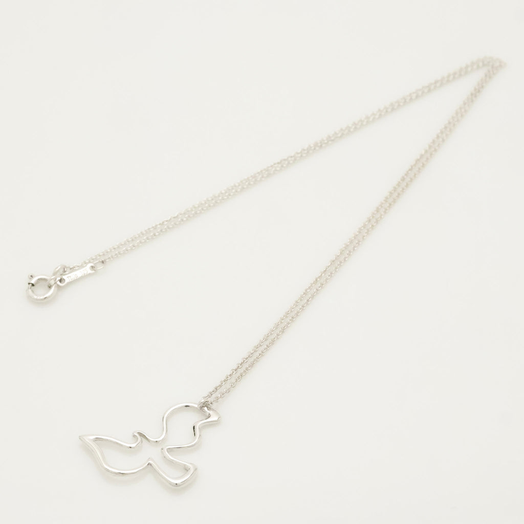 Tiffany & Co. Picasso Open Dove Bird Pendant Necklace Sterling Silver 925