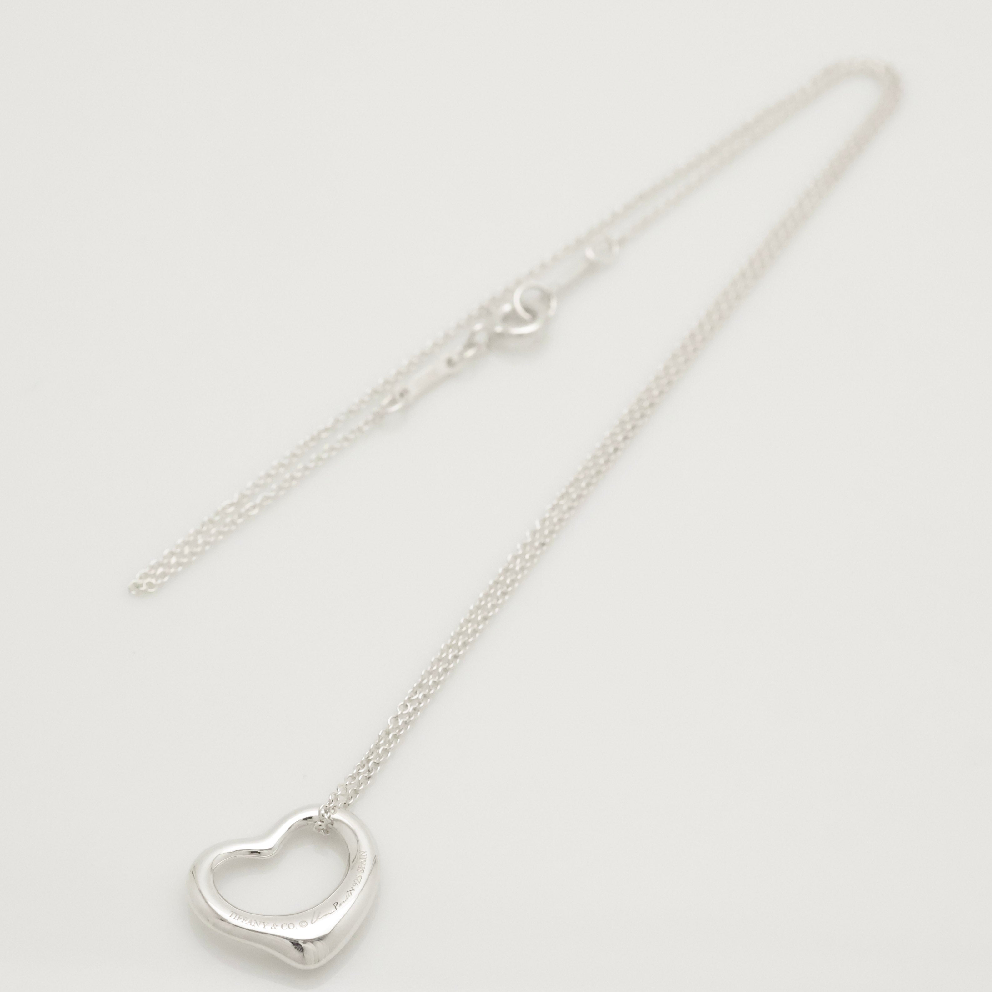 Tiffany & Co. Open Heart Pendant Necklace Sterling Silver 925