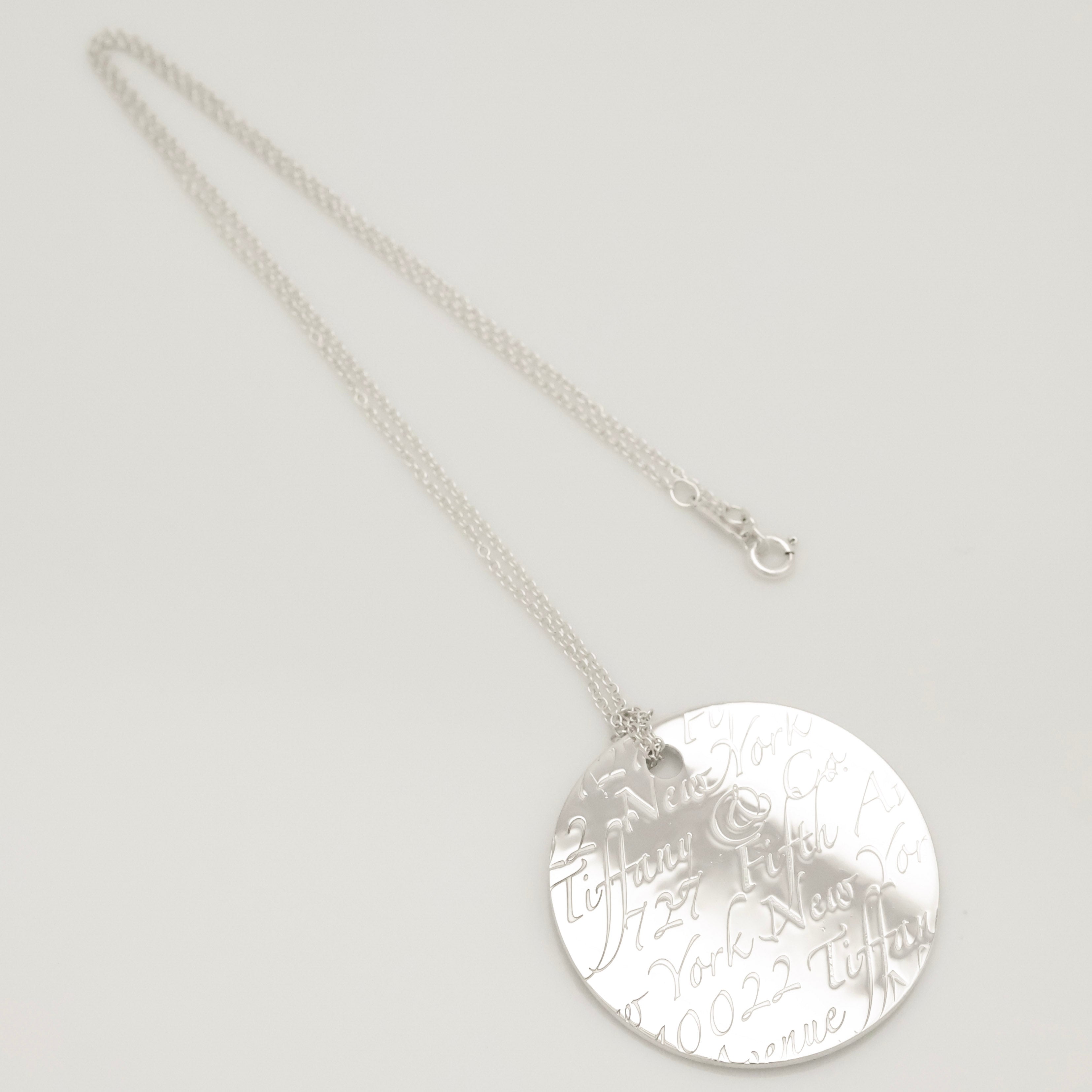 Tiffany & Co. Notes New York XL Large Wavy Round Circle Necklace Sterling Silver 925